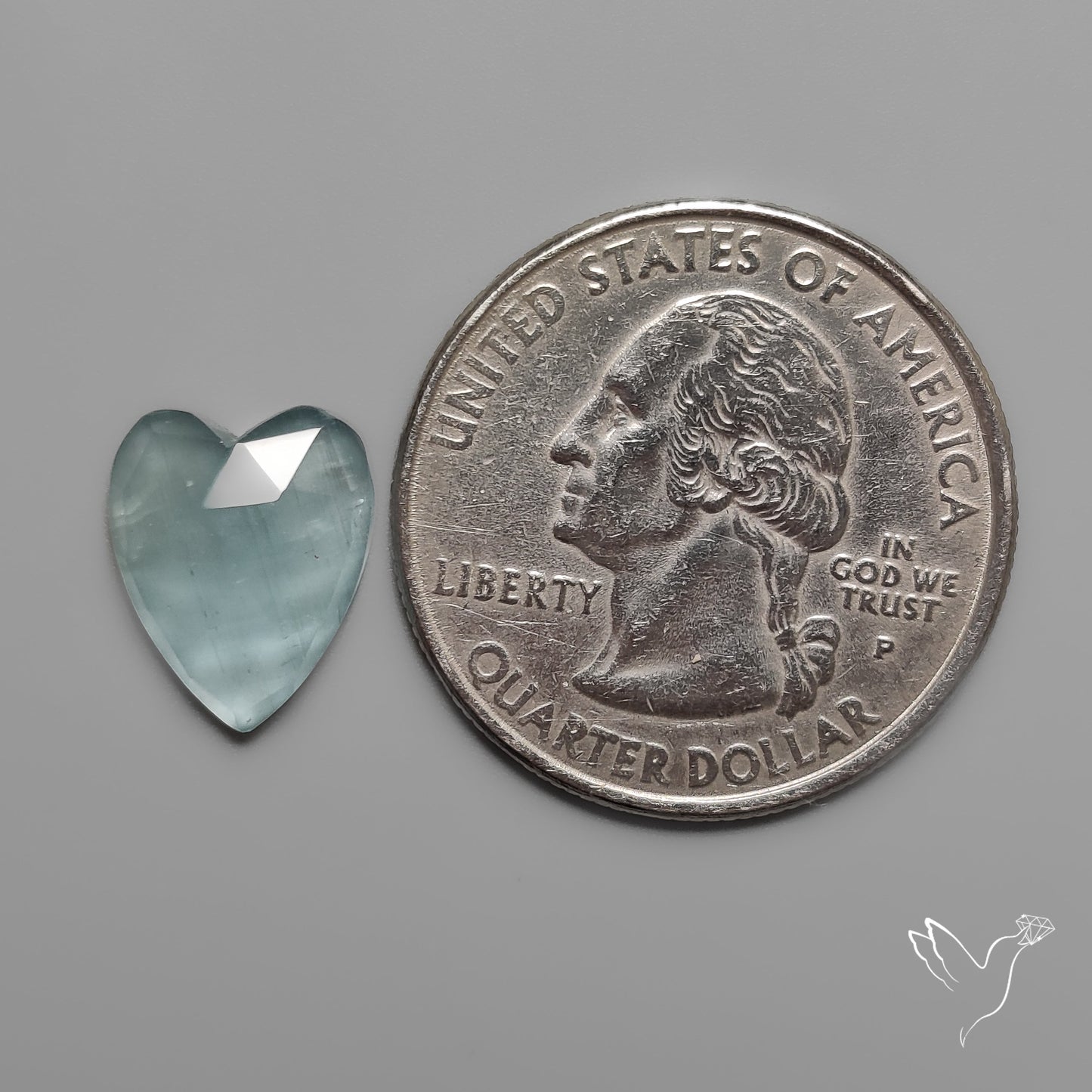 Moss Aquamarine Rose Cut Heart Carving