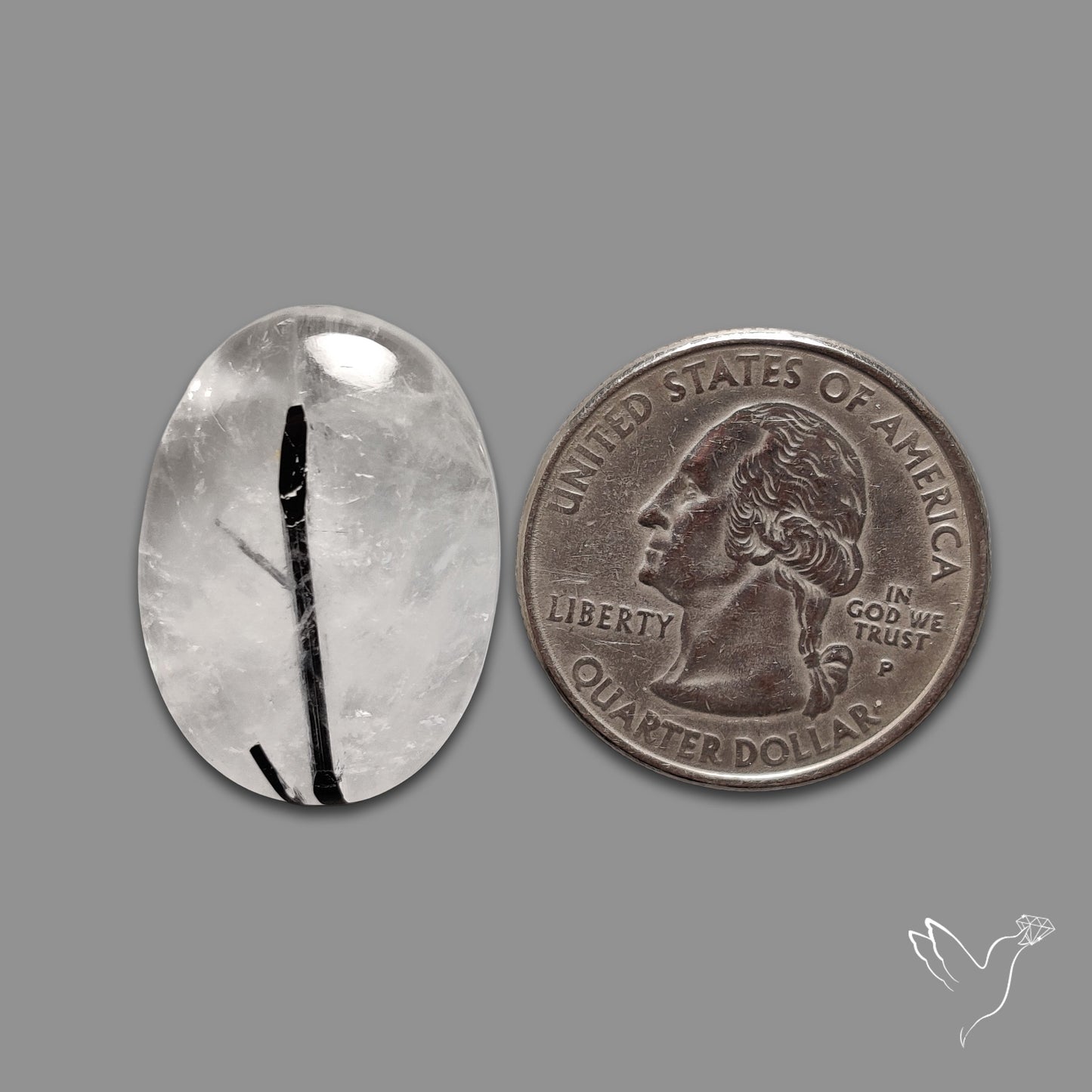 Black Tourmaline In Quartz Cabochon