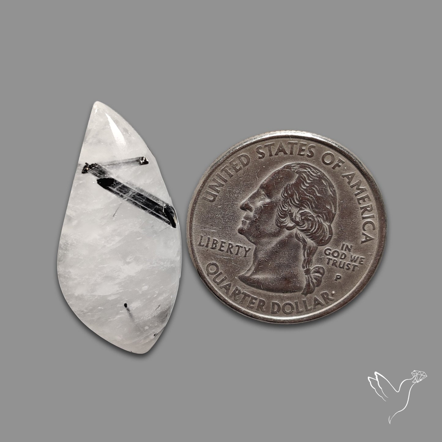 Black Tourmaline In Quartz Cabochon