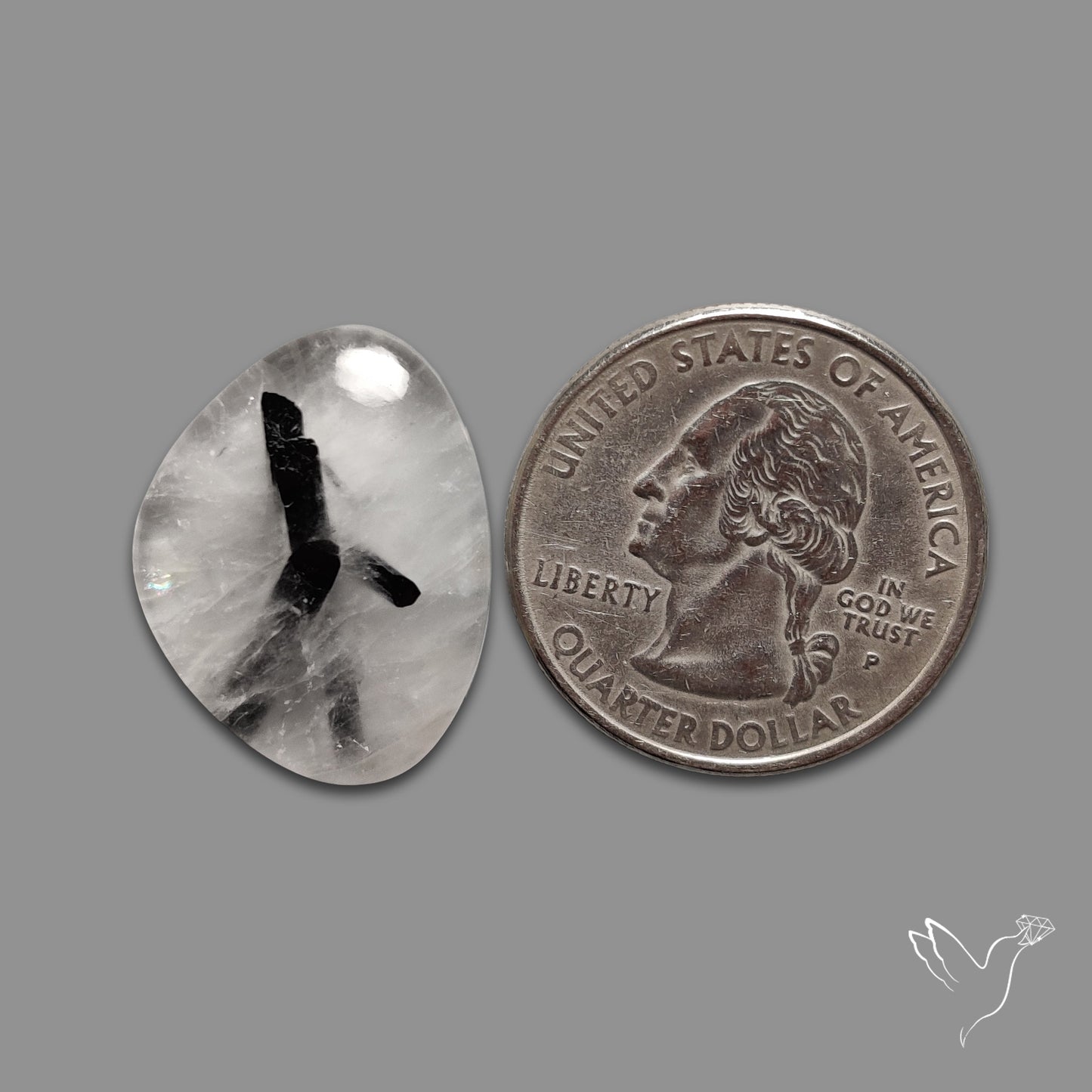 Black Tourmaline In Quartz Cabochon