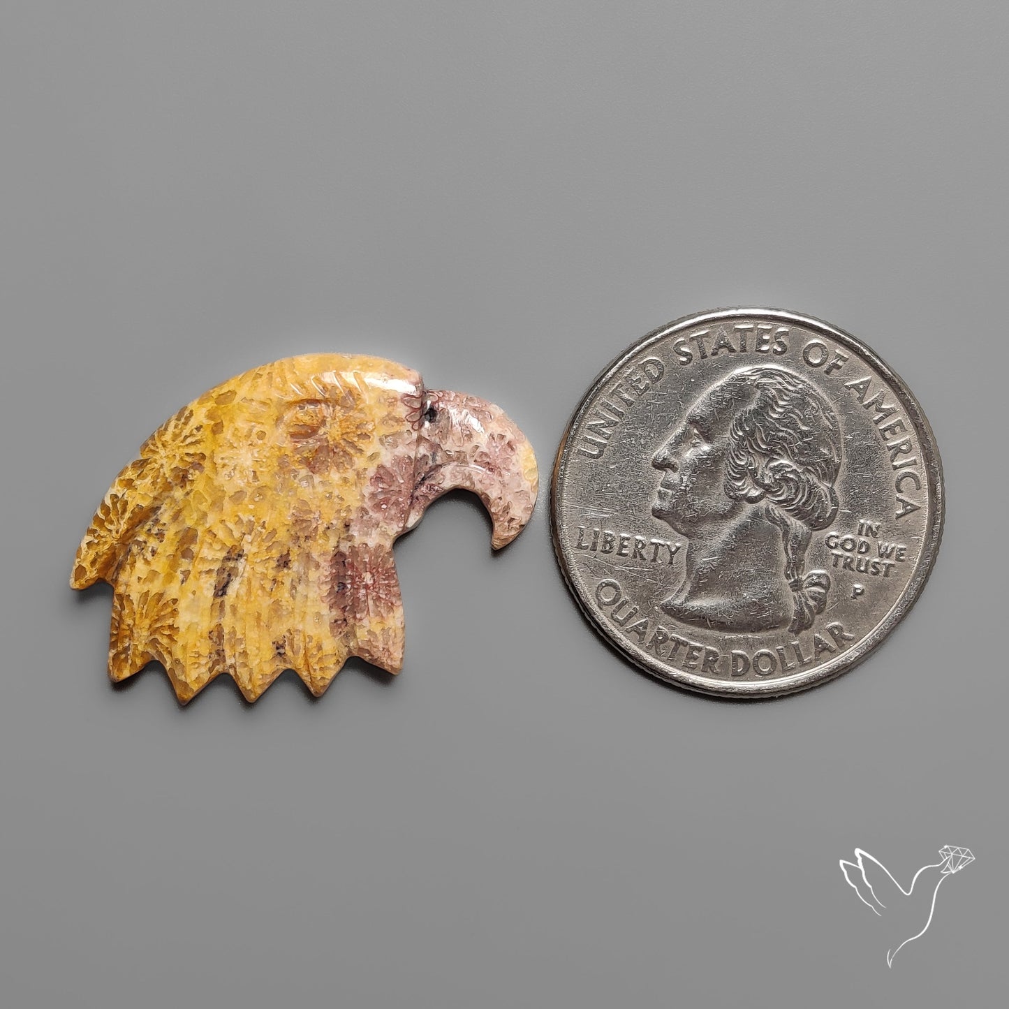 Fossil Coral Eagle Head Carving