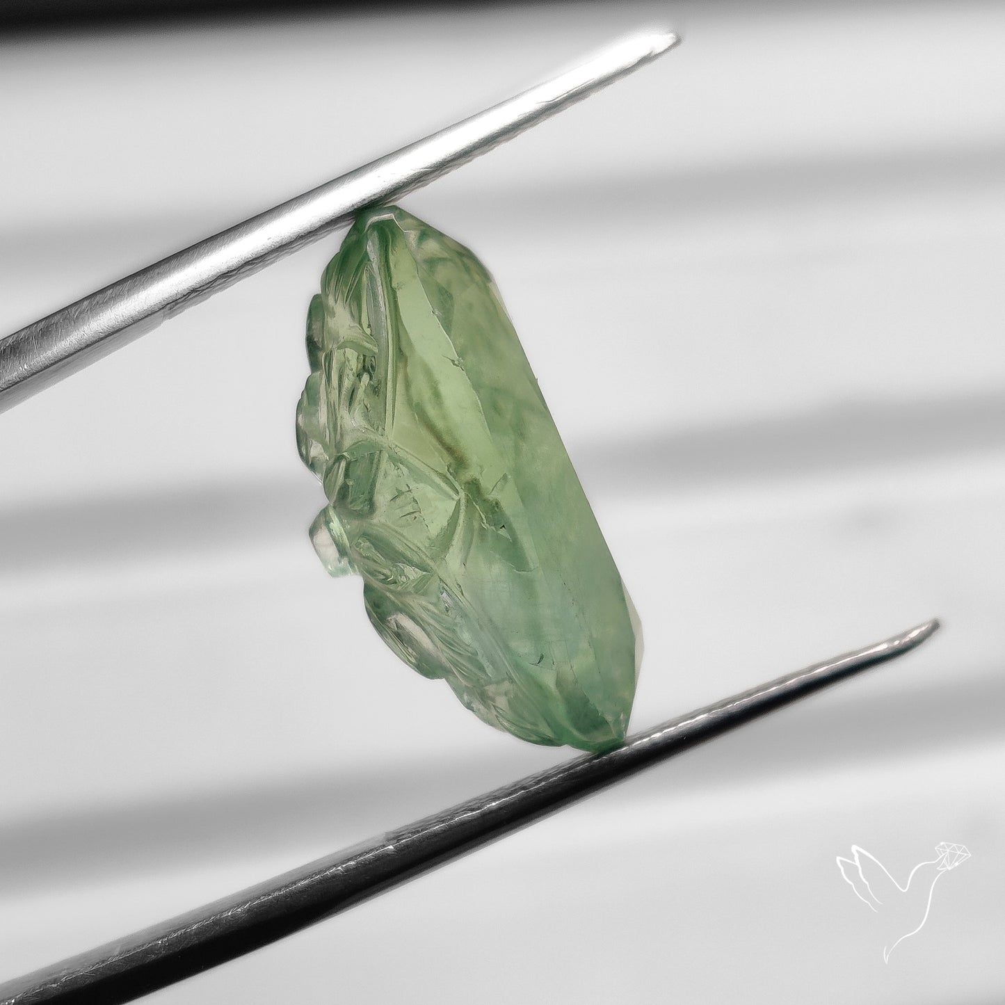 Faceted Prasiolite Intaglio Reverse Carving