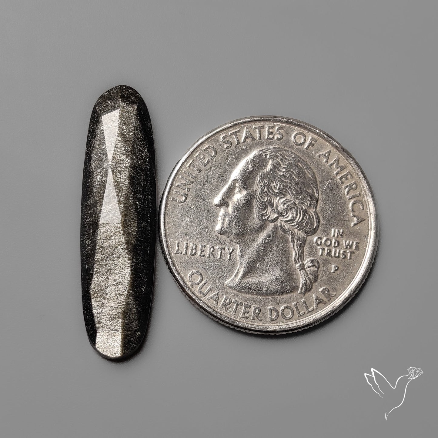 Rose Cut Long Silversheen Obsidian