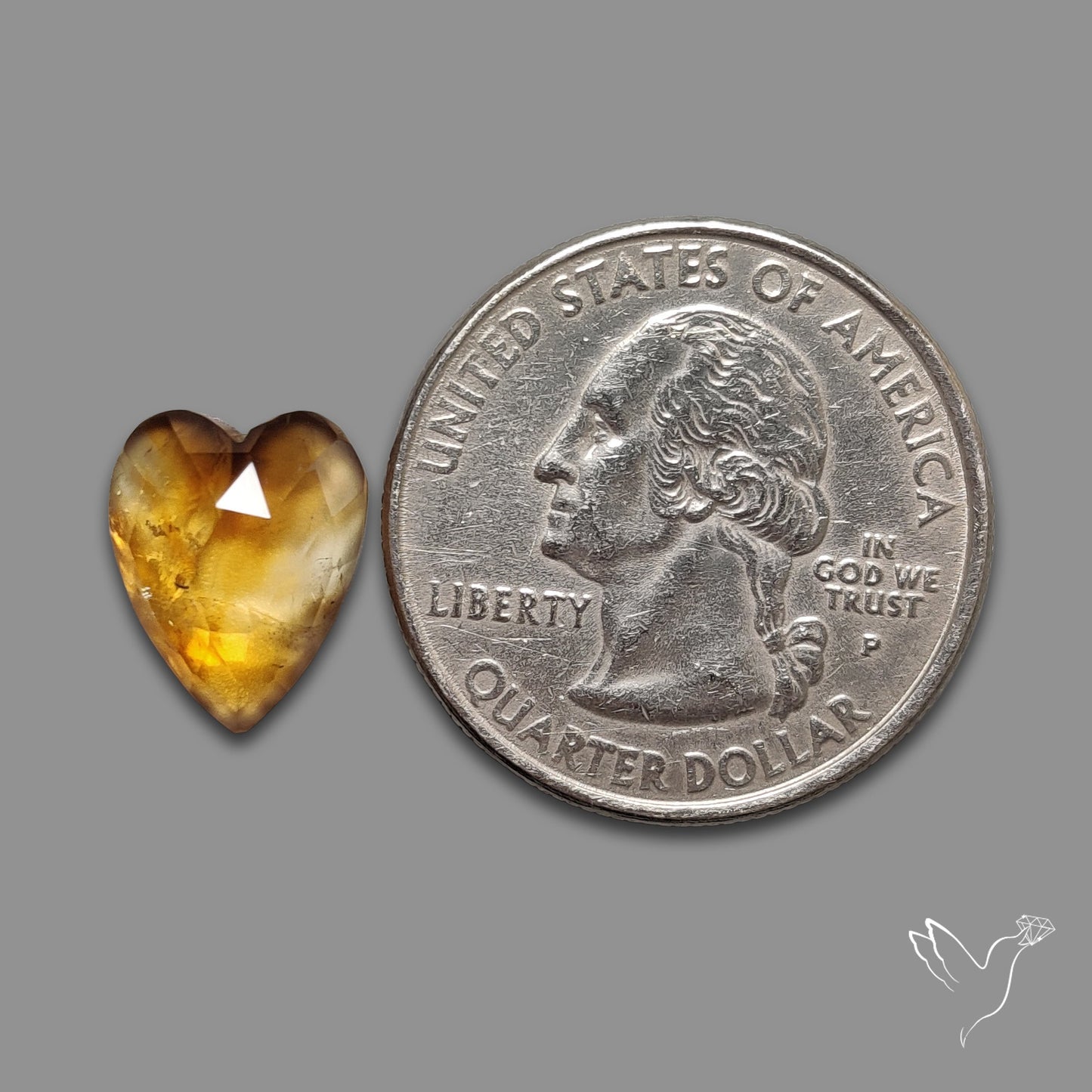 Rose Cut Citrine Heart