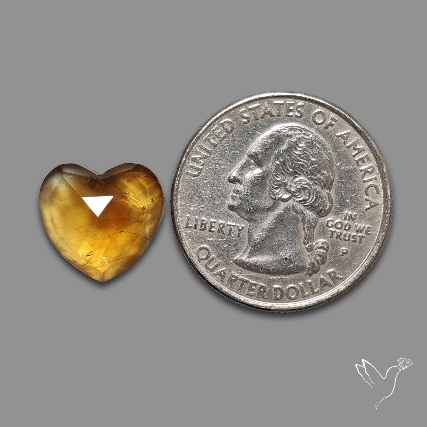 Rose Cut Citrine Heart