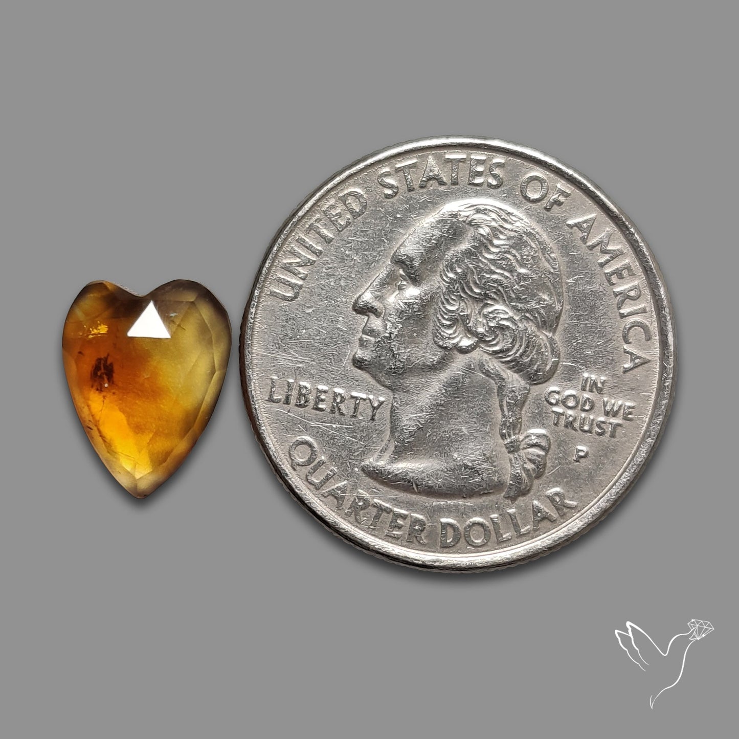 Rose Cut Citrine Heart