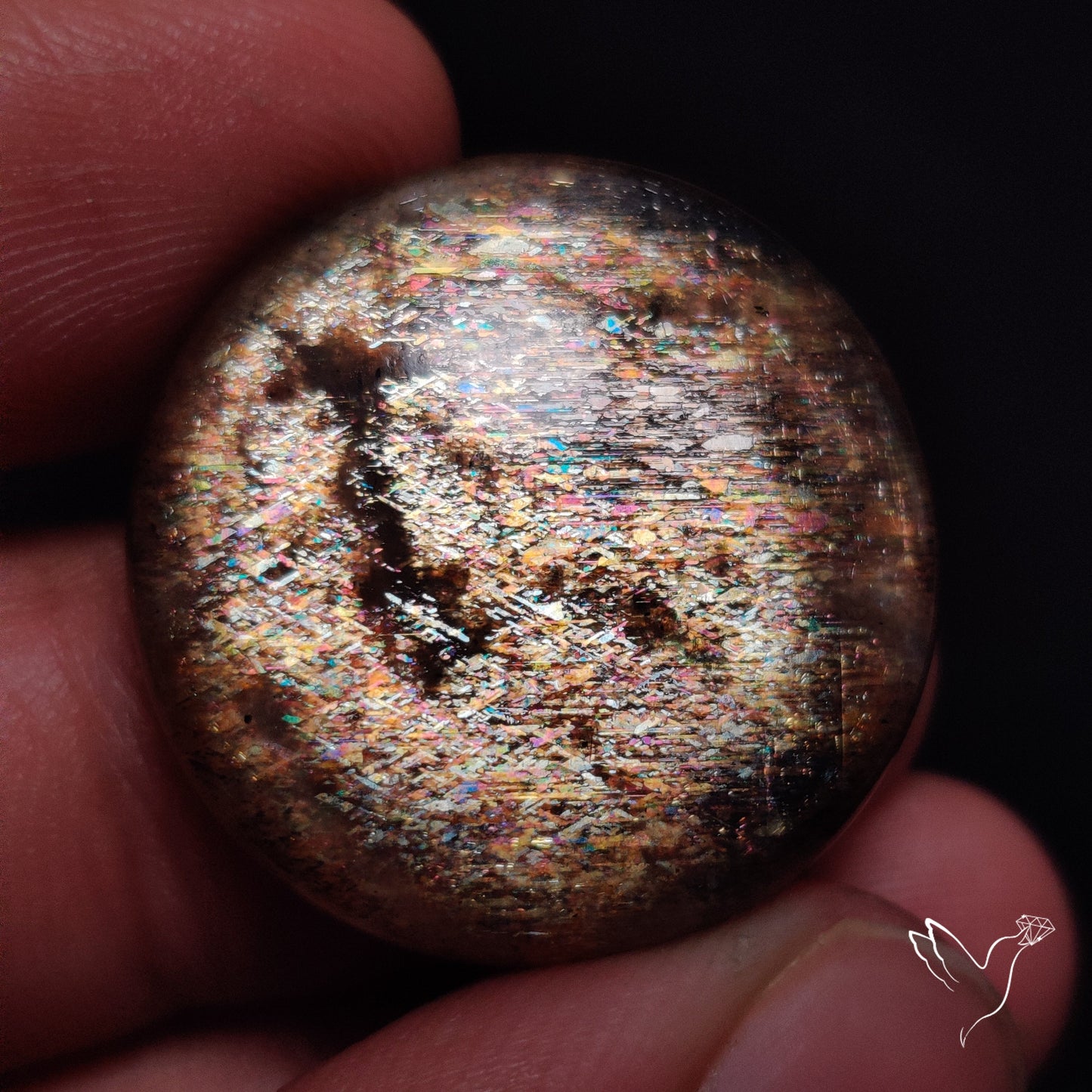 Rainbow Meteor Shower Sunstone Cabochon