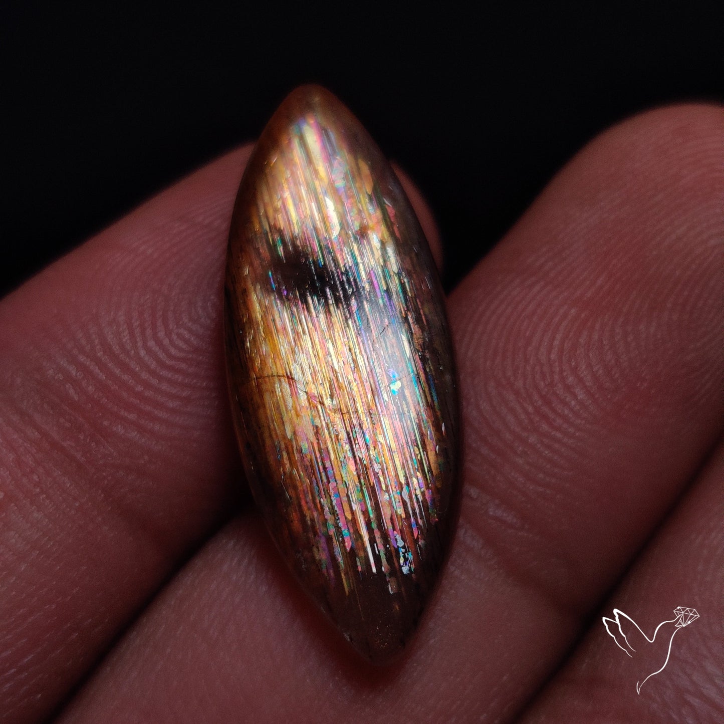 Rainbow Meteor Shower Sunstone Cabochon