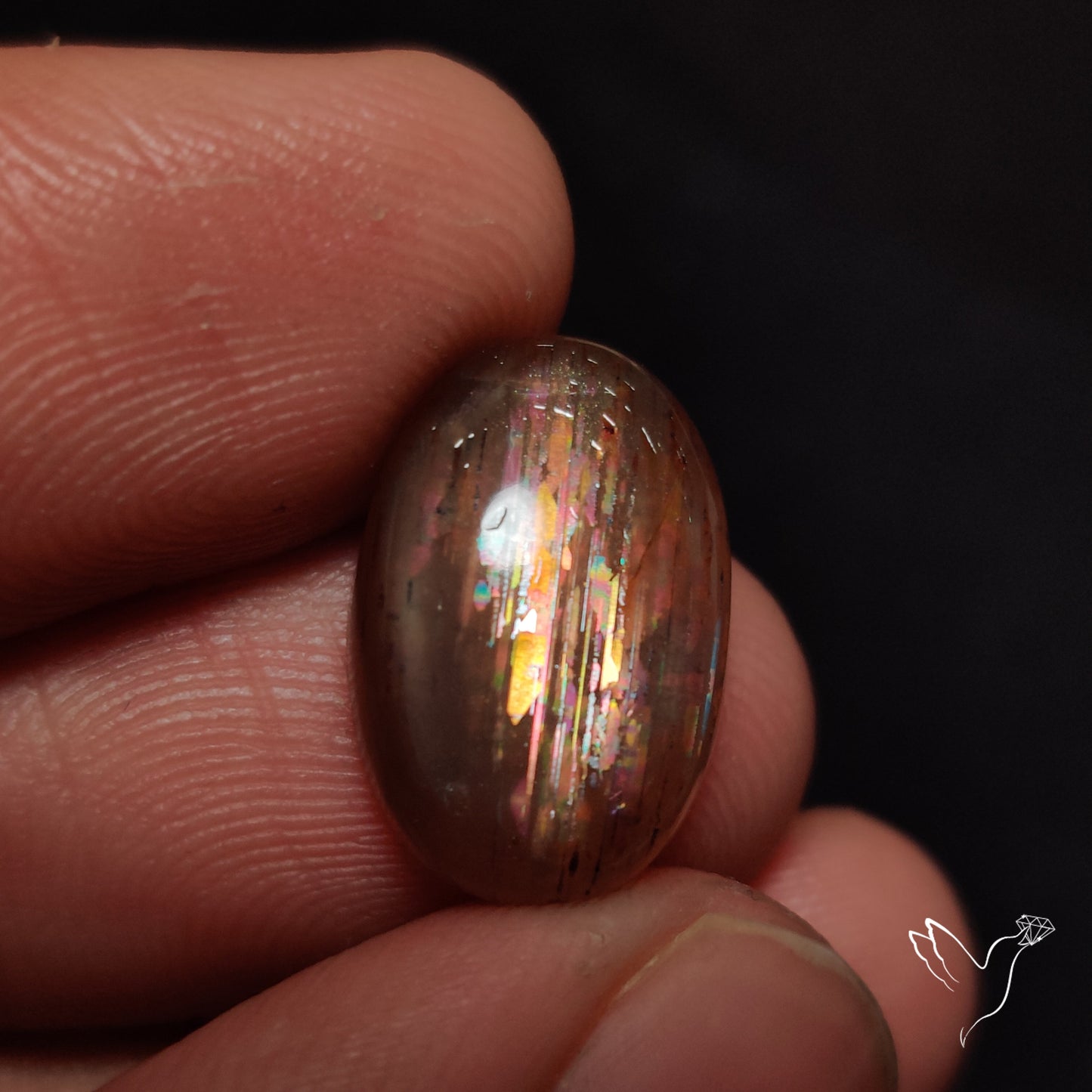 Rainbow Meteor Shower Sunstone Cabochon