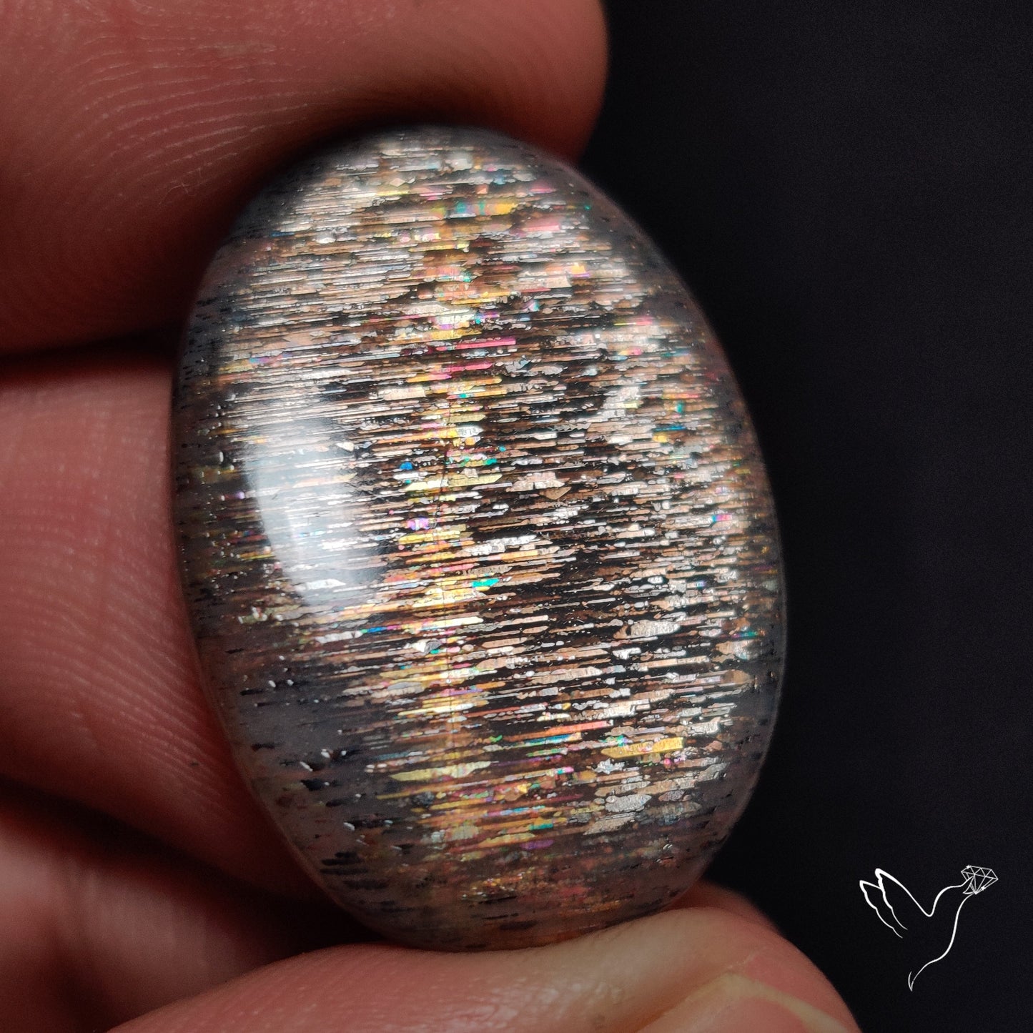 Rainbow Meteor Shower Sunstone Cabochon