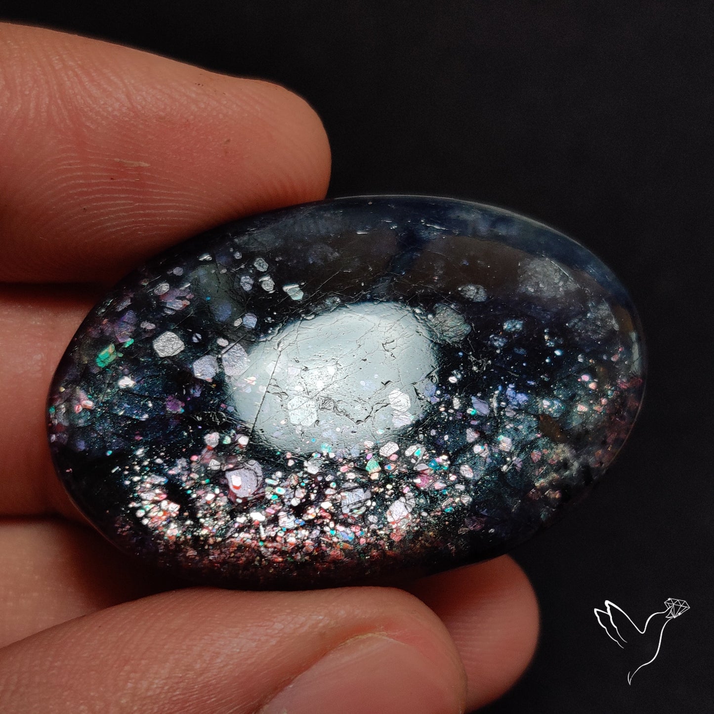 Confetti Bloodshot Iolite Sunstone Cabochon