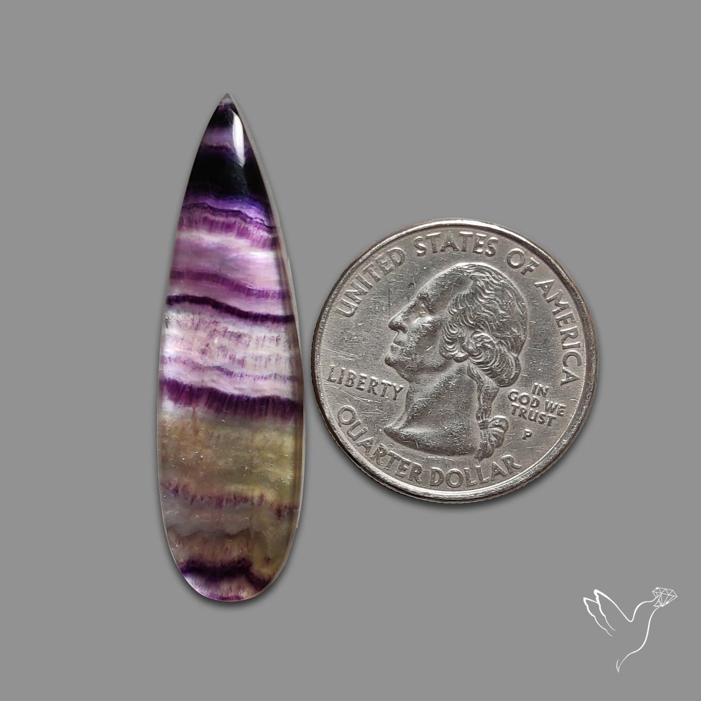 Purple Fluorite With Mother Of Pearl Doublet