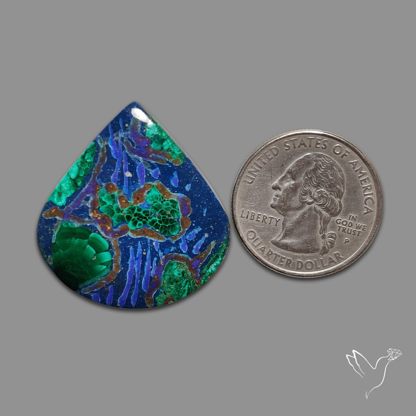Malachite with Lapis Inlay Cabochon