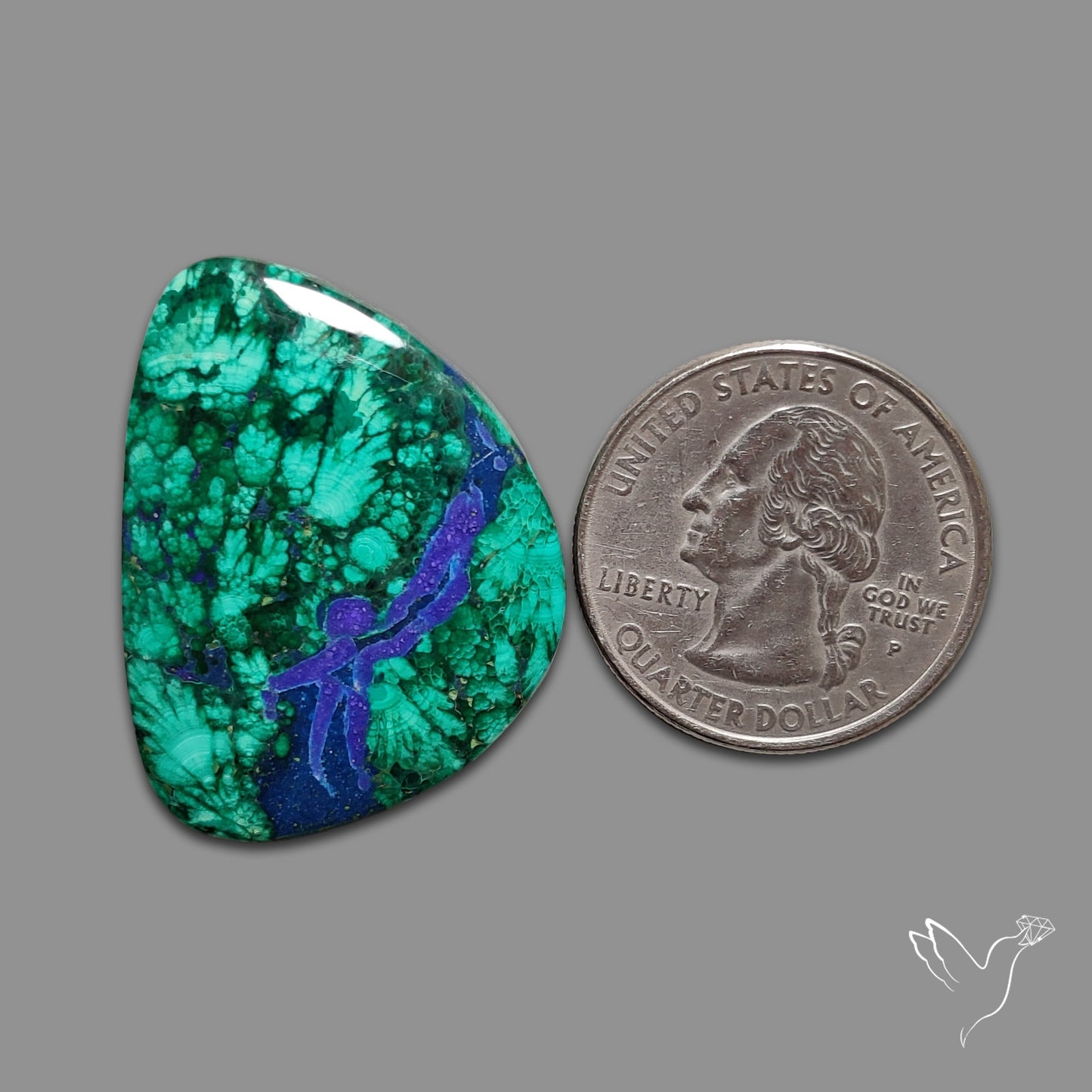 Malachite with Lapis Inlay Cabochon