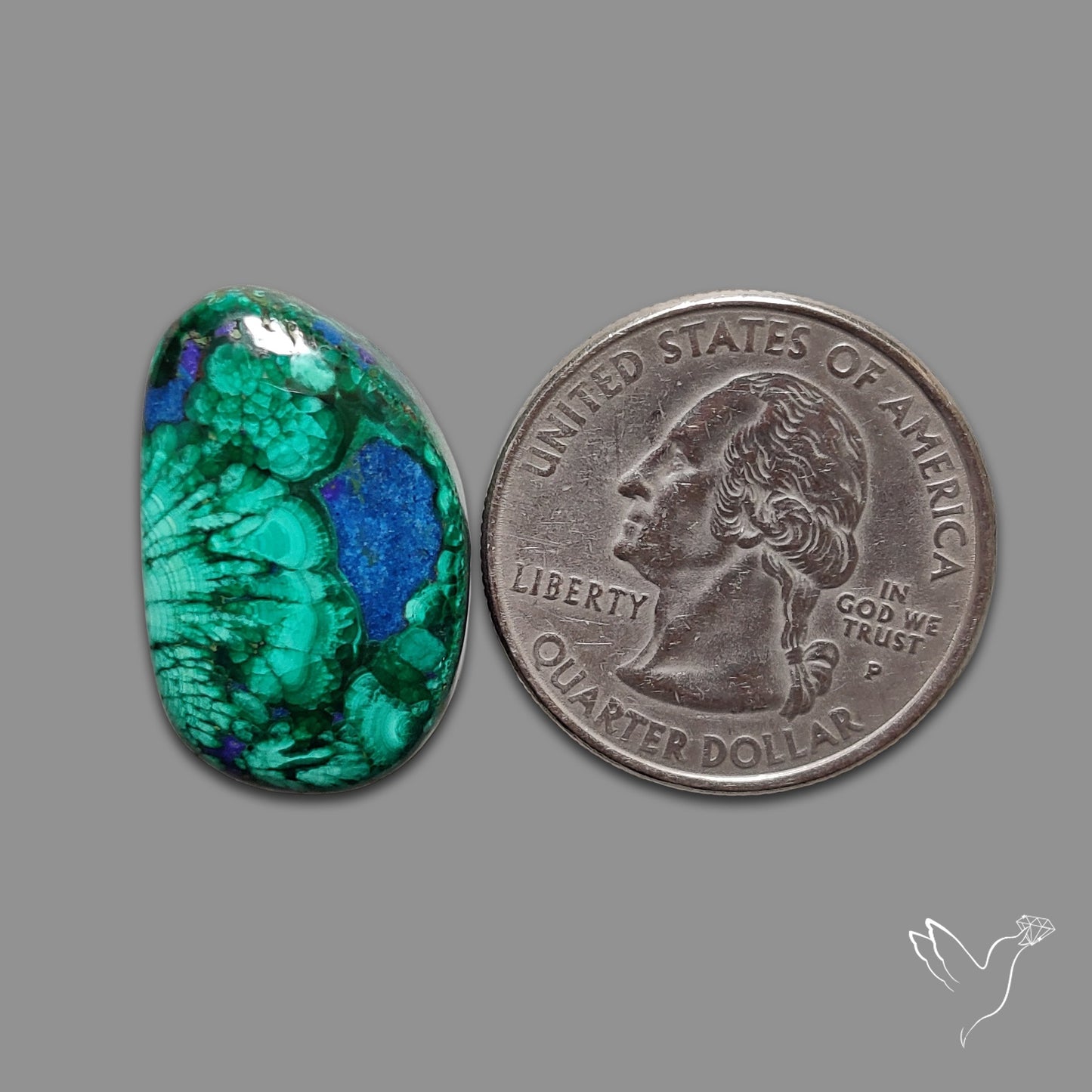 Malachite with Lapis Inlay Cabochon