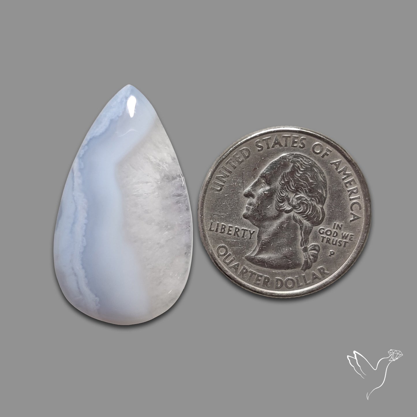 Blue Lace Agate Cabochon with Quartz Inclusion