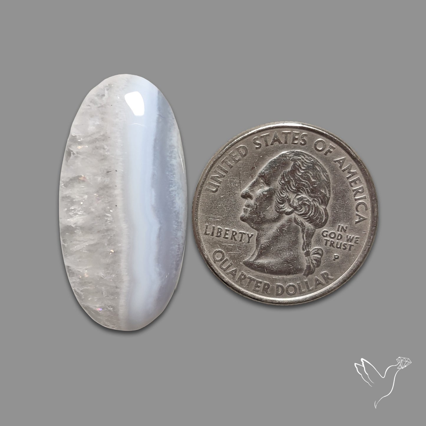 Blue Lace Agate Cabochon with Quartz Inclusion