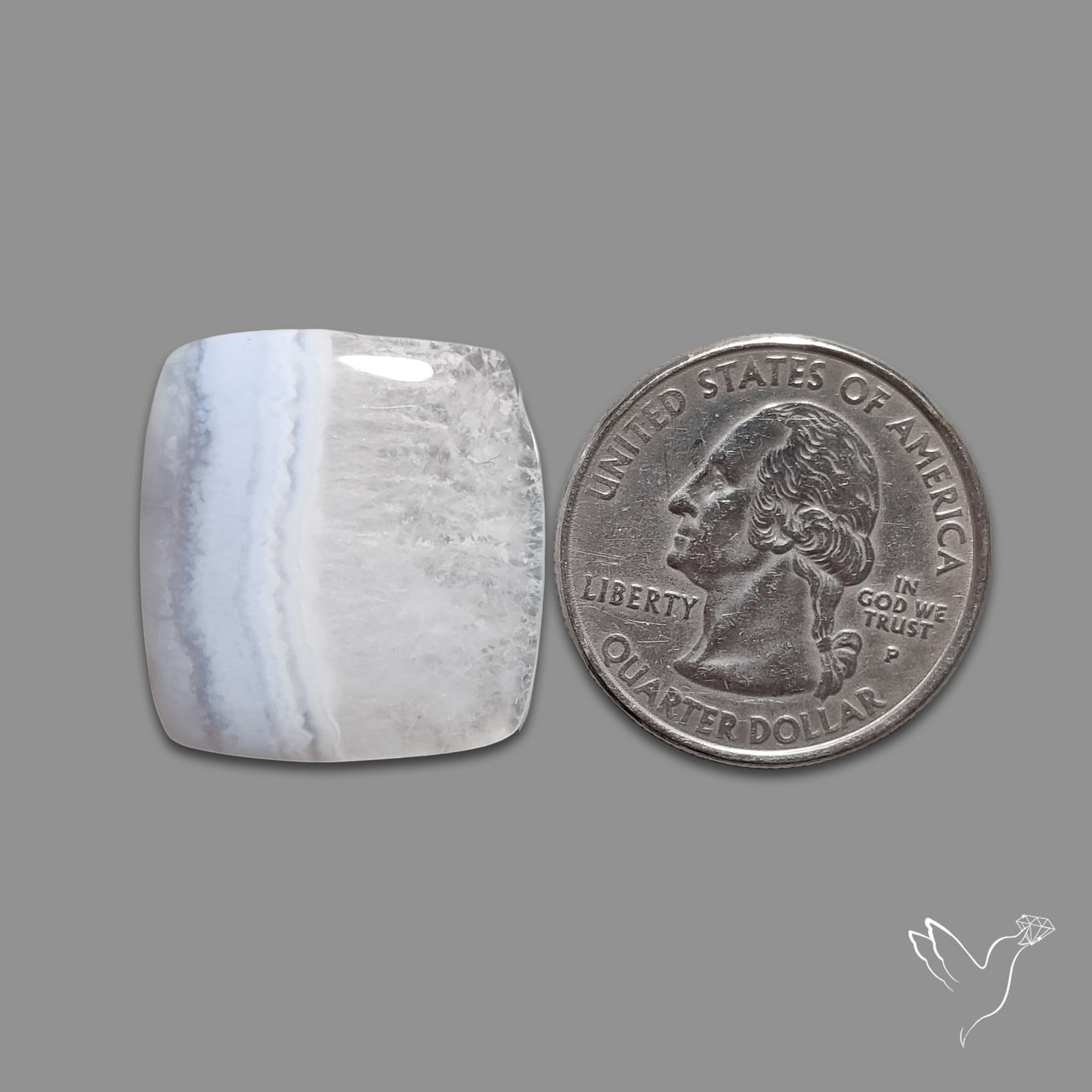 Blue Lace Agate Cabochon with Quartz Inclusion