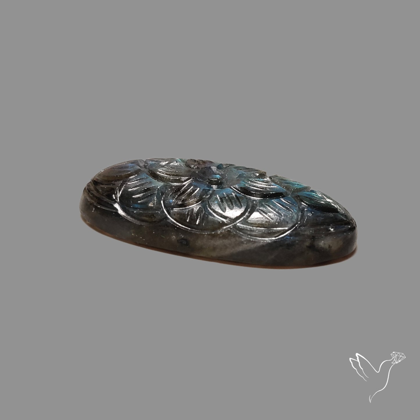Blue Labradorite Mughal Carving Handcarved
