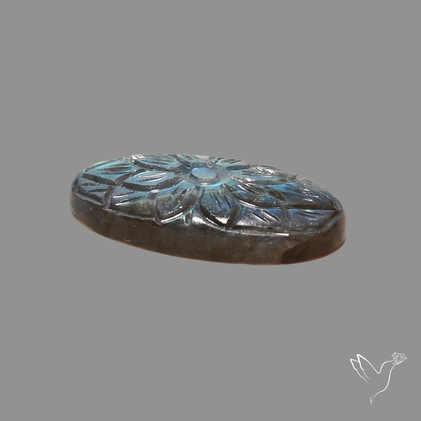 Blue Labradorite Mughal Carving Handcarved