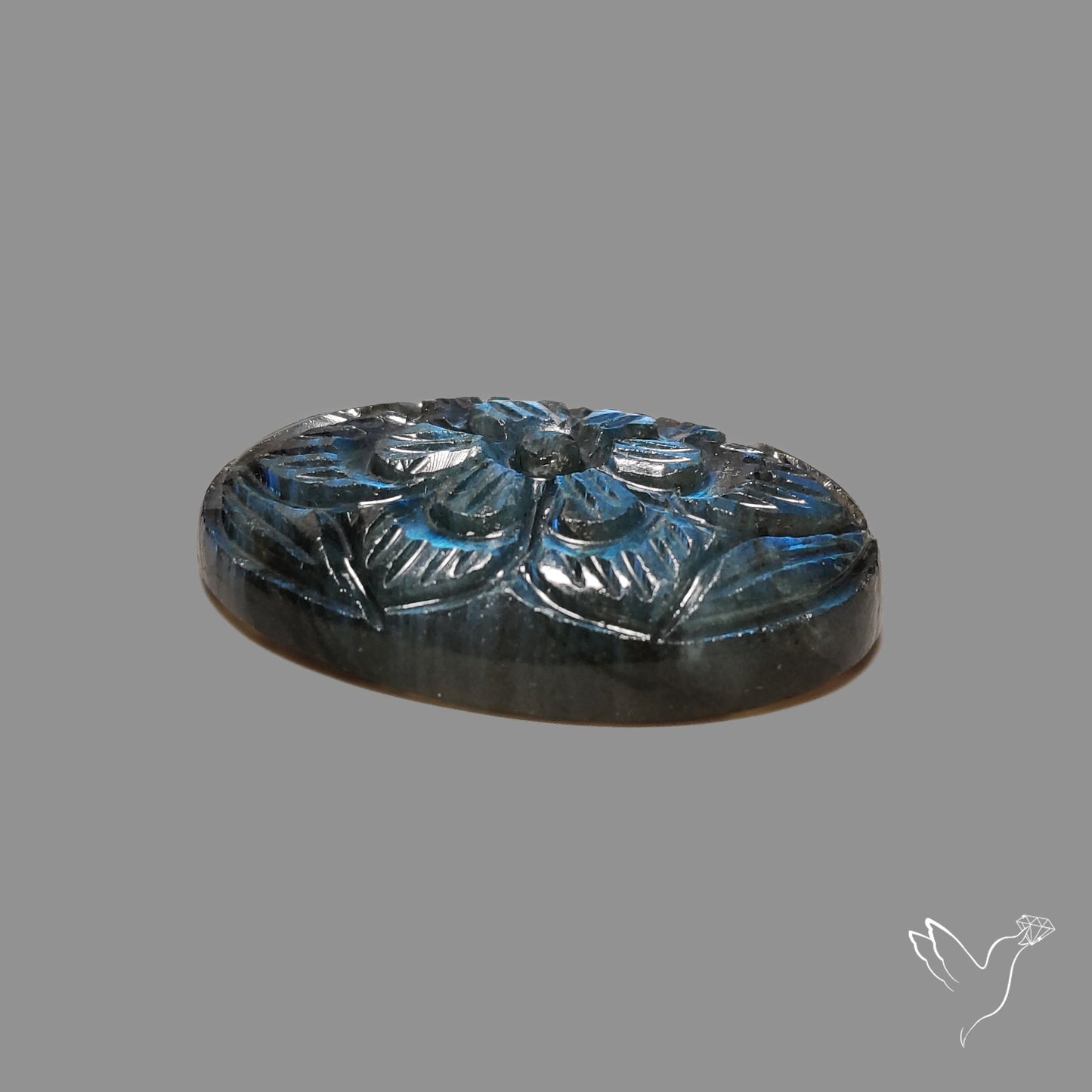 Blue Labradorite Mughal Carving Handcarved