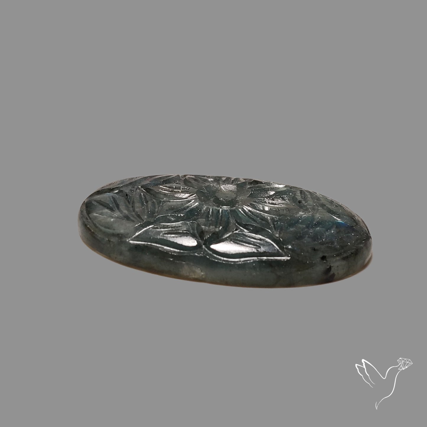 Blue Labradorite Mughal Carving Handcarved