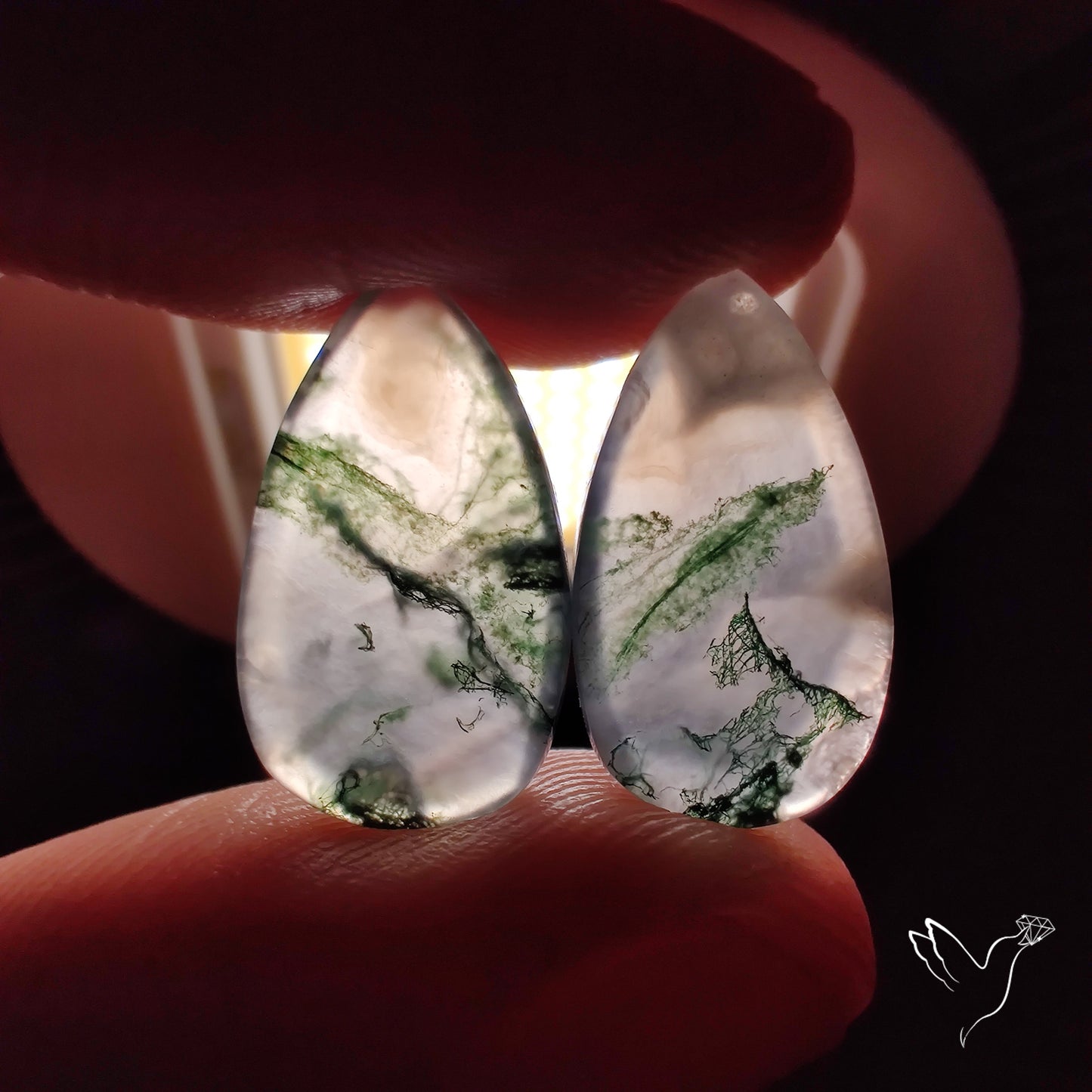 Moss Agate Pair