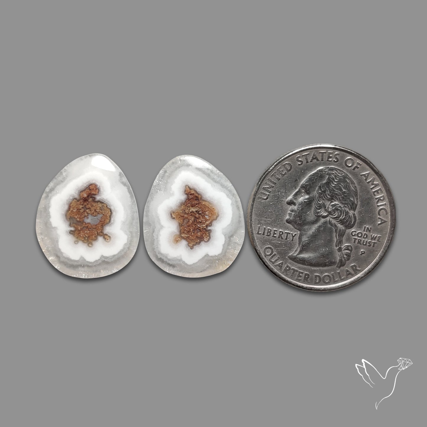 Solar Quartz Stalactite Slice Pair