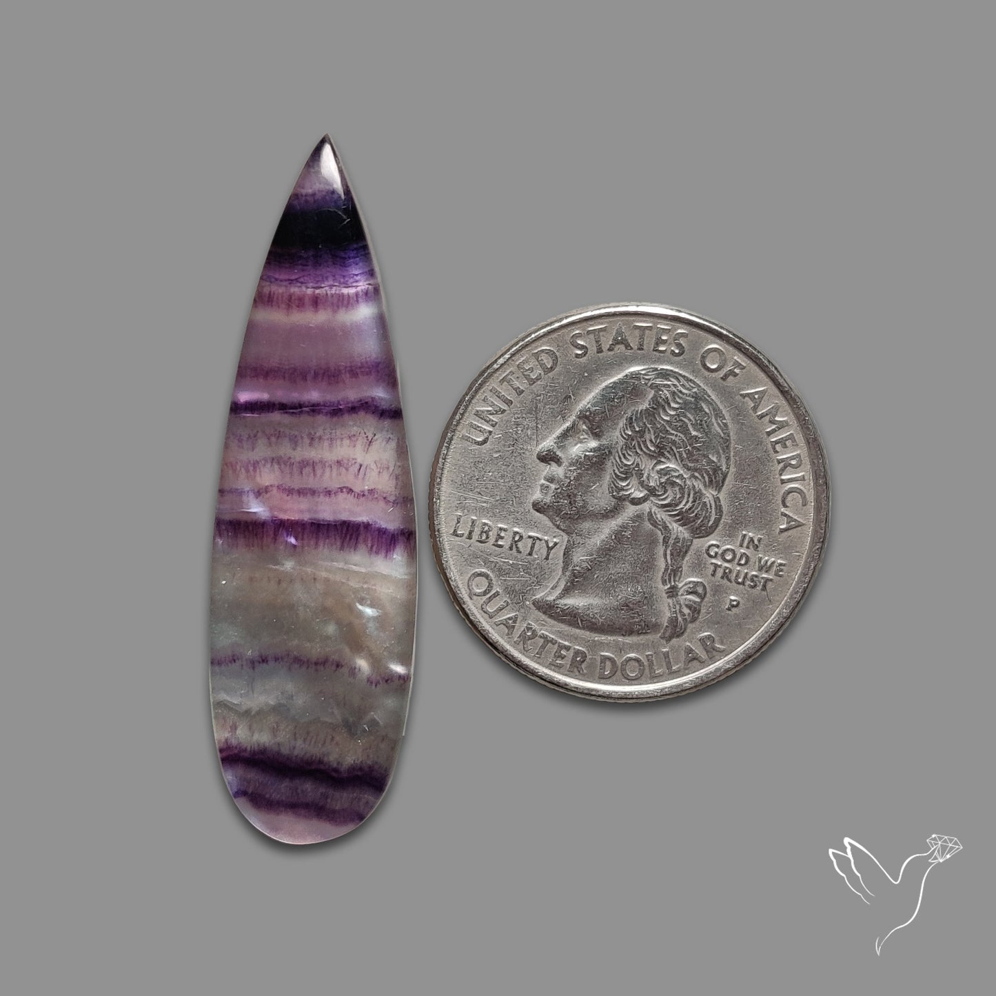 Purple Flourite With Mother Of Pearl Doublet