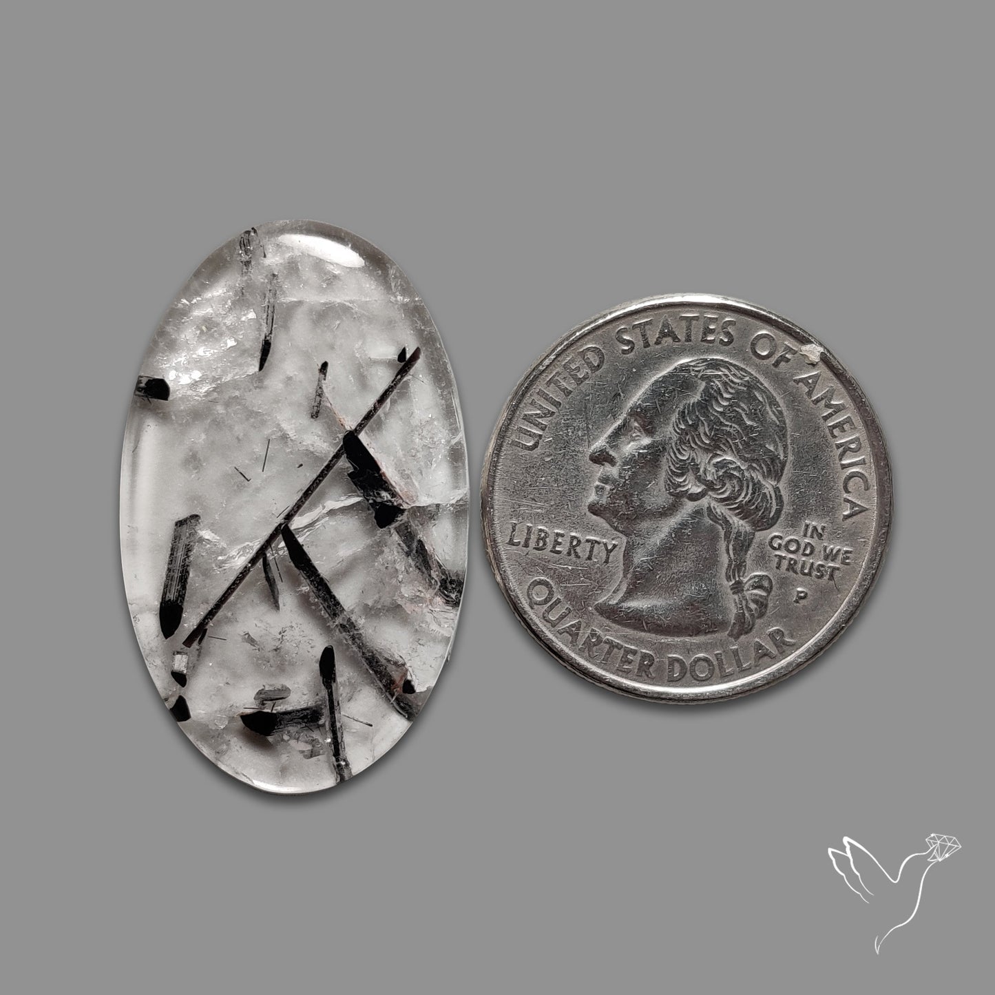 Black Tourmalinated Quartz Cabochon