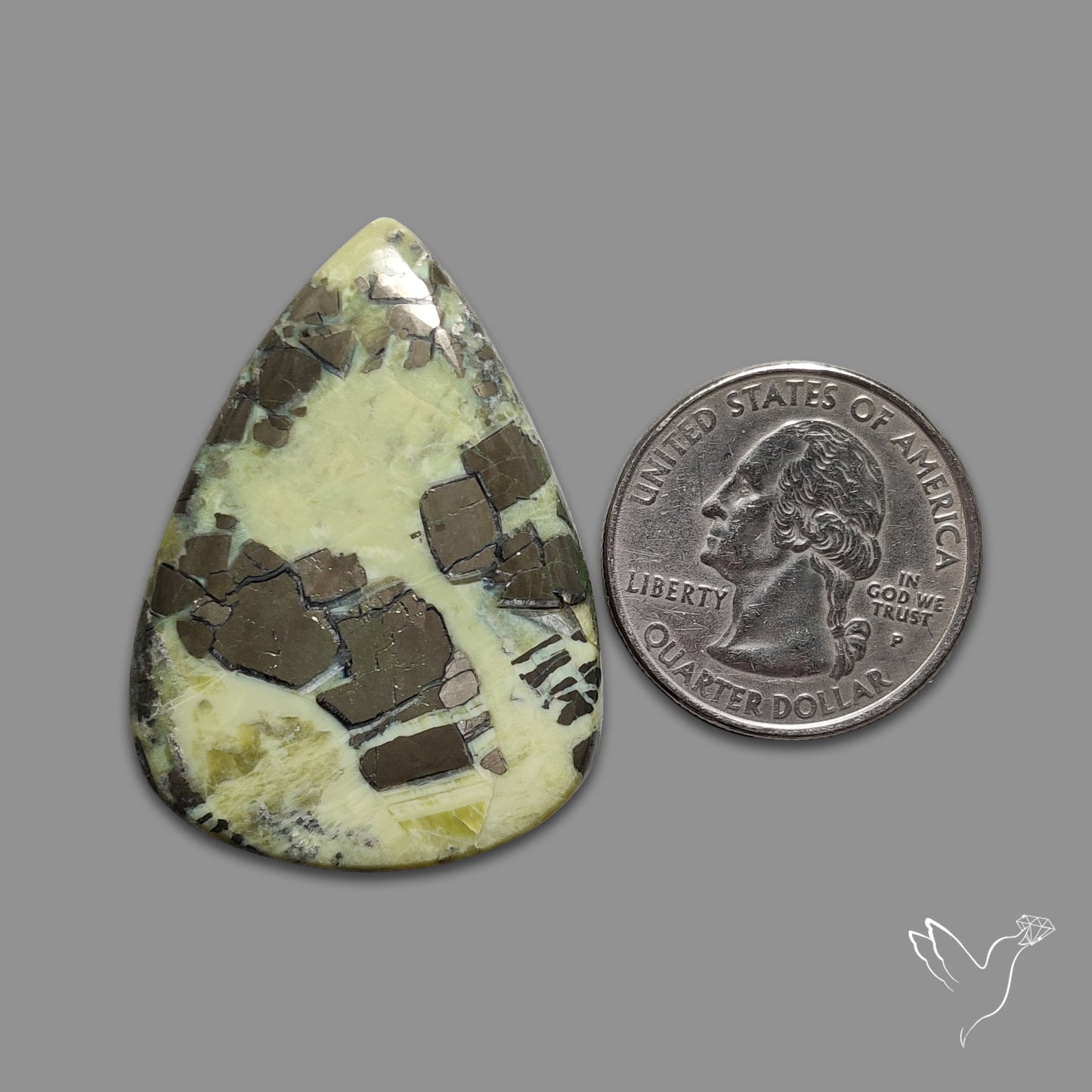 Pyrite in Serpentine Cabochon