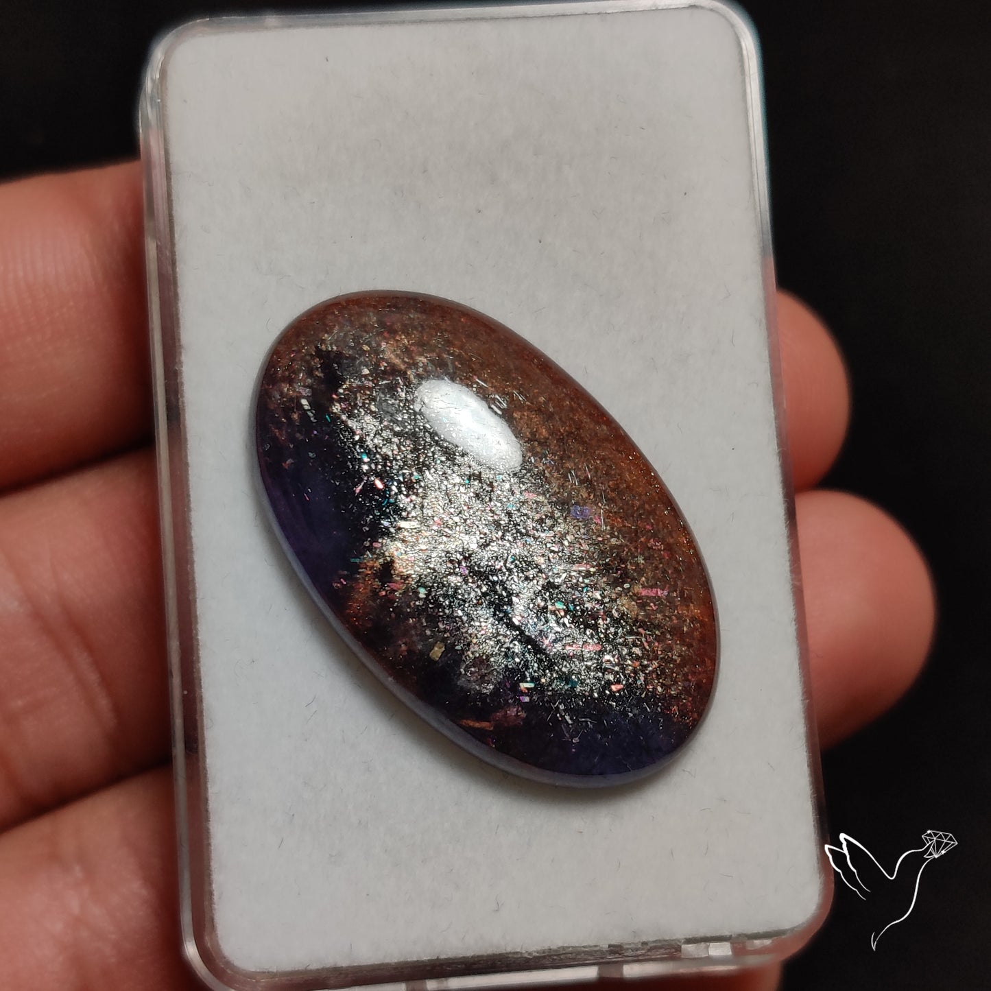 Bloodshot Iolite In Sunstone Cabochon