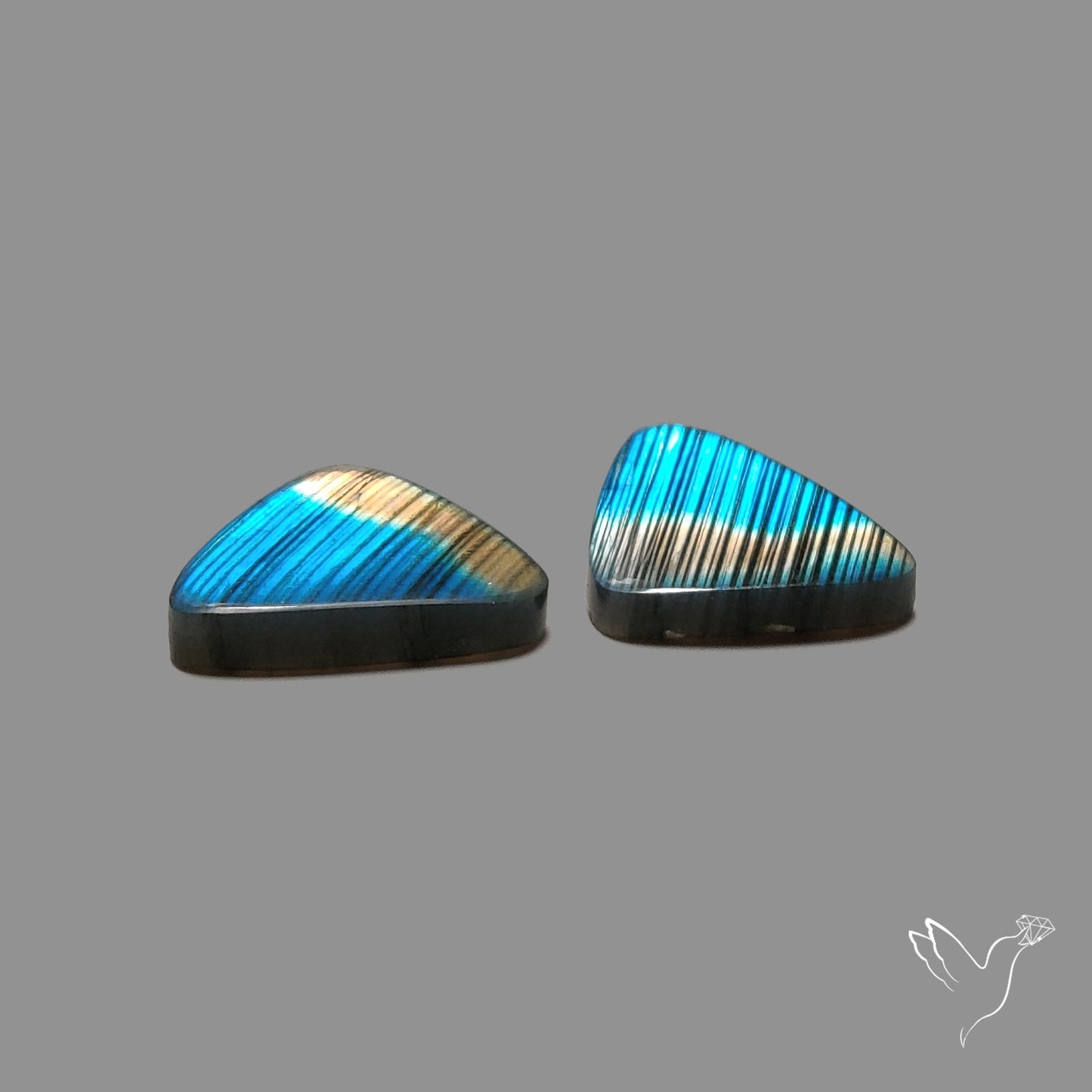 Blue Labradorite Cabochon Pair
