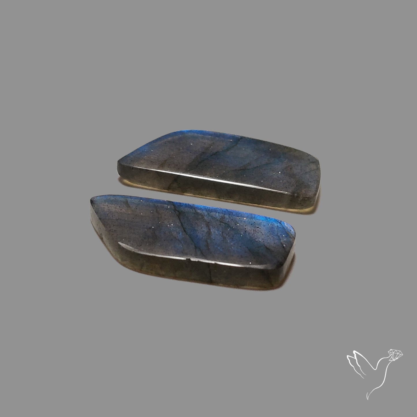 Blue Labradorite Cabochon Pair