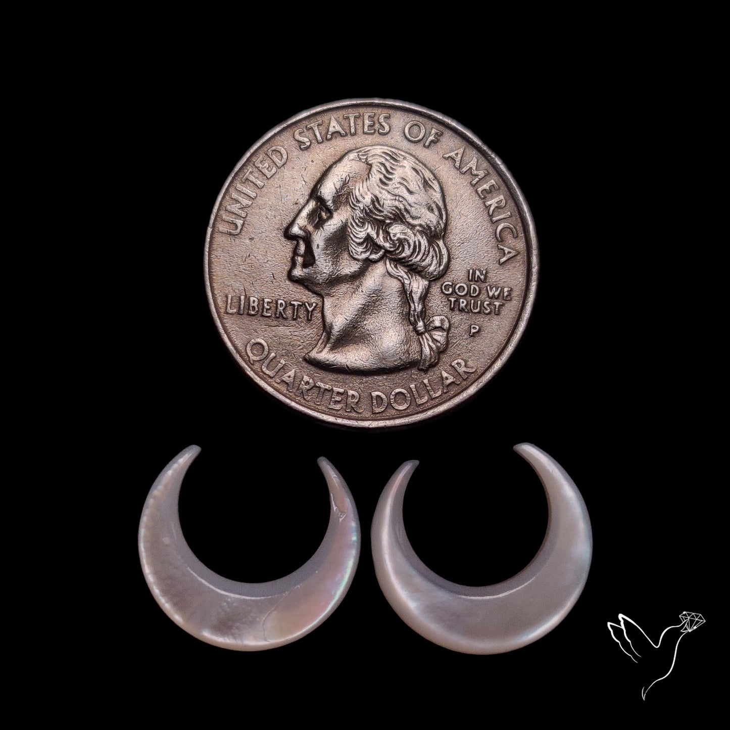 Mother Of Pearl Horn Crescents Pair White