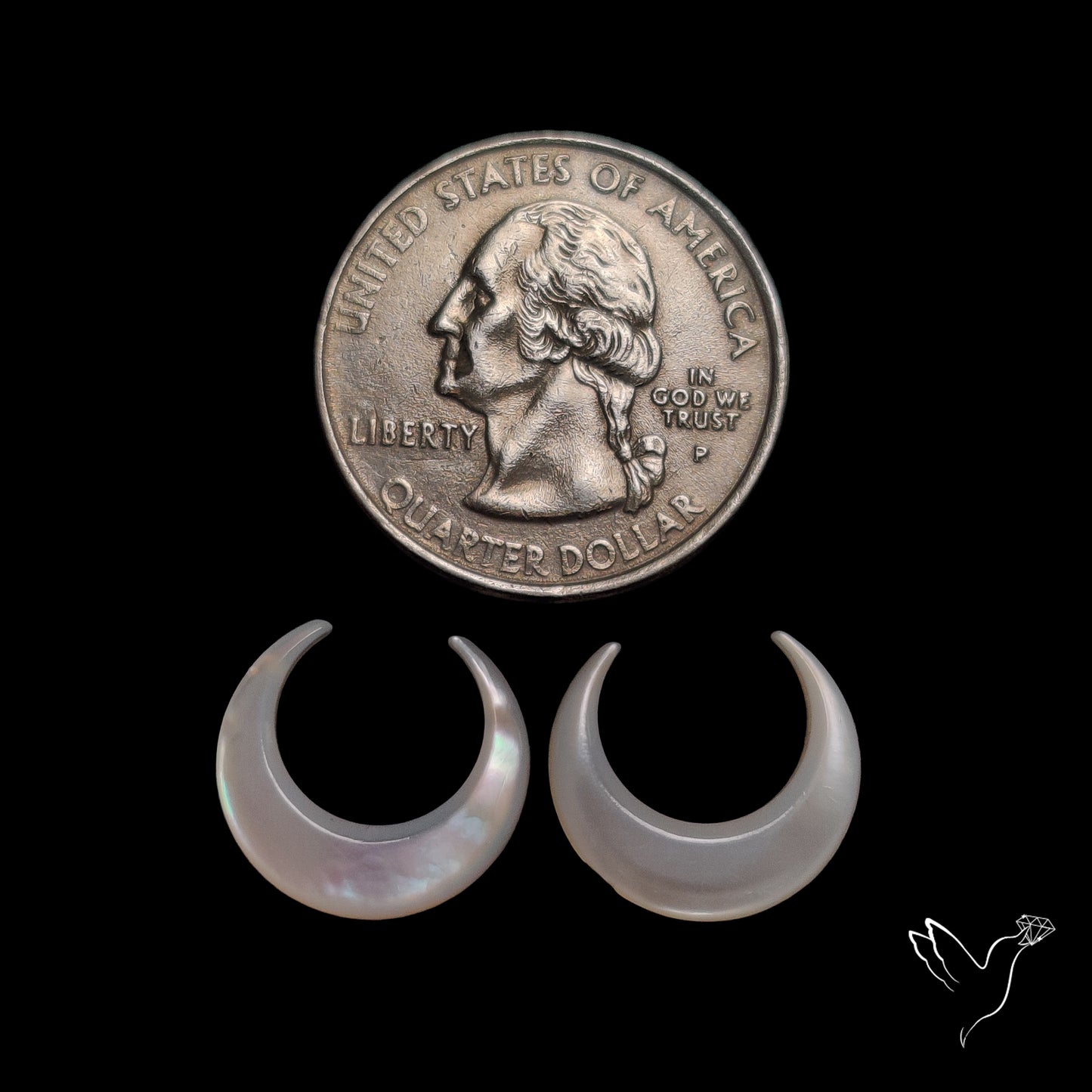 Mother Of Pearl Horn Crescents Pair White