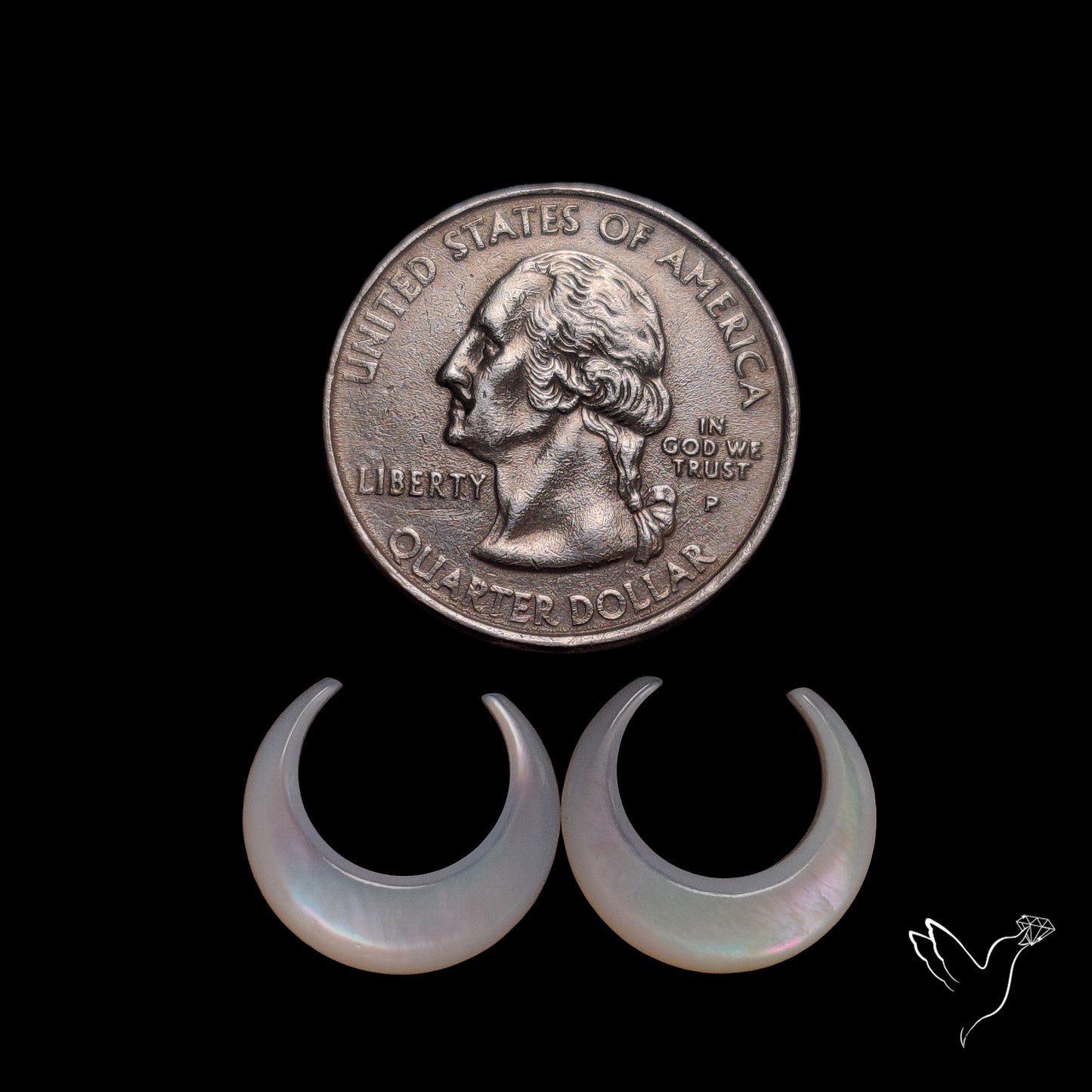 Mother Of Pearl Horn Crescents Pair White