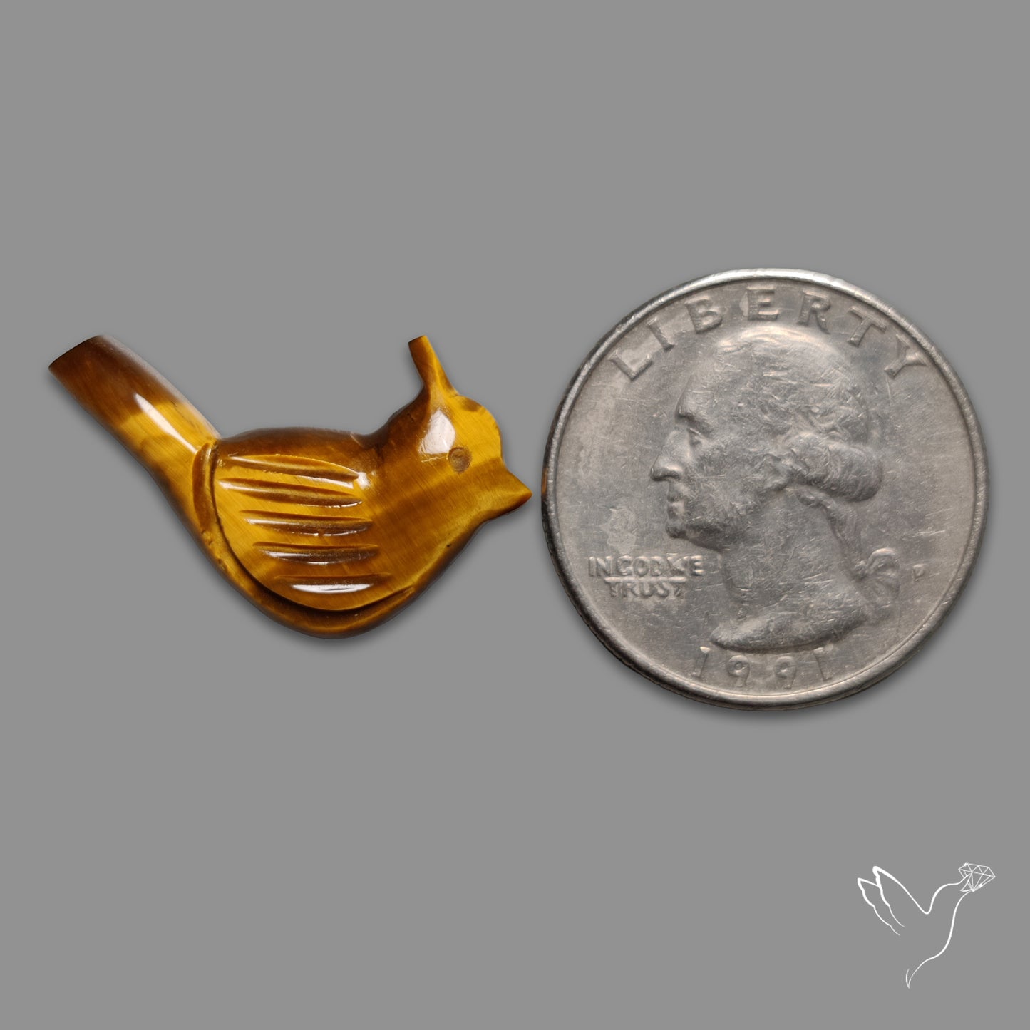 Handcarved Tiger Eye Bird