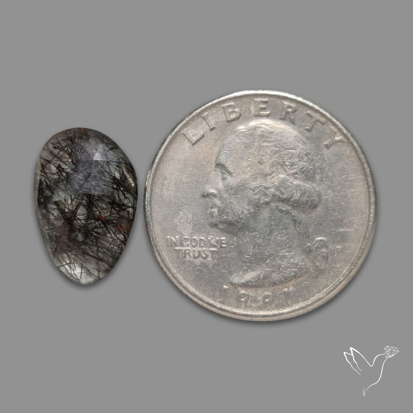Rose Cut Black Tourmalinated Quartz