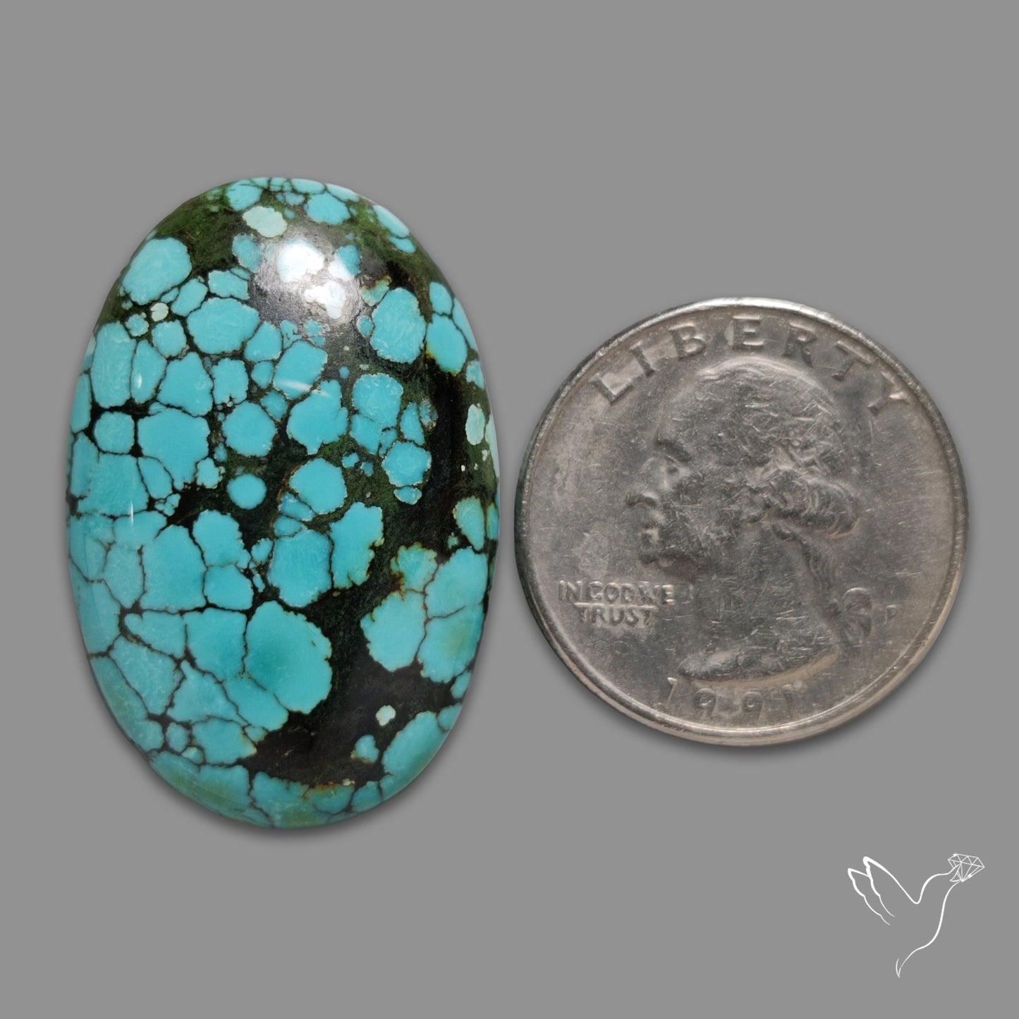 Large Hubei Polychrome Turquoise Cabochon