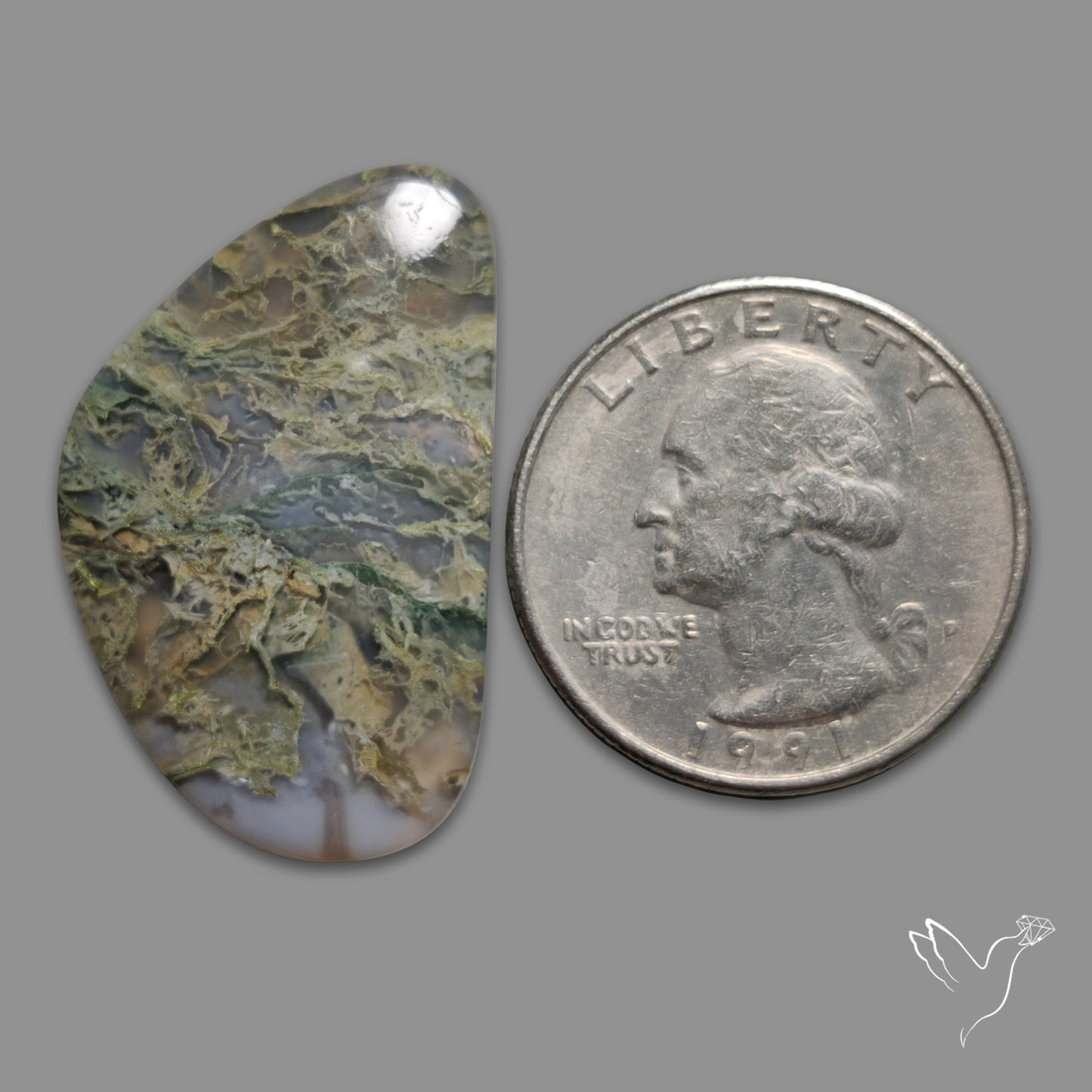 White Horse Canyon Moss Agate Cabochon