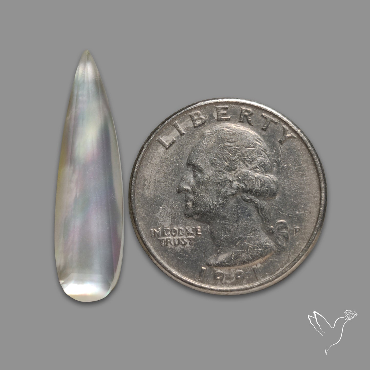 Rose Cut Mother Of Pearl Doublet wtih Quartz