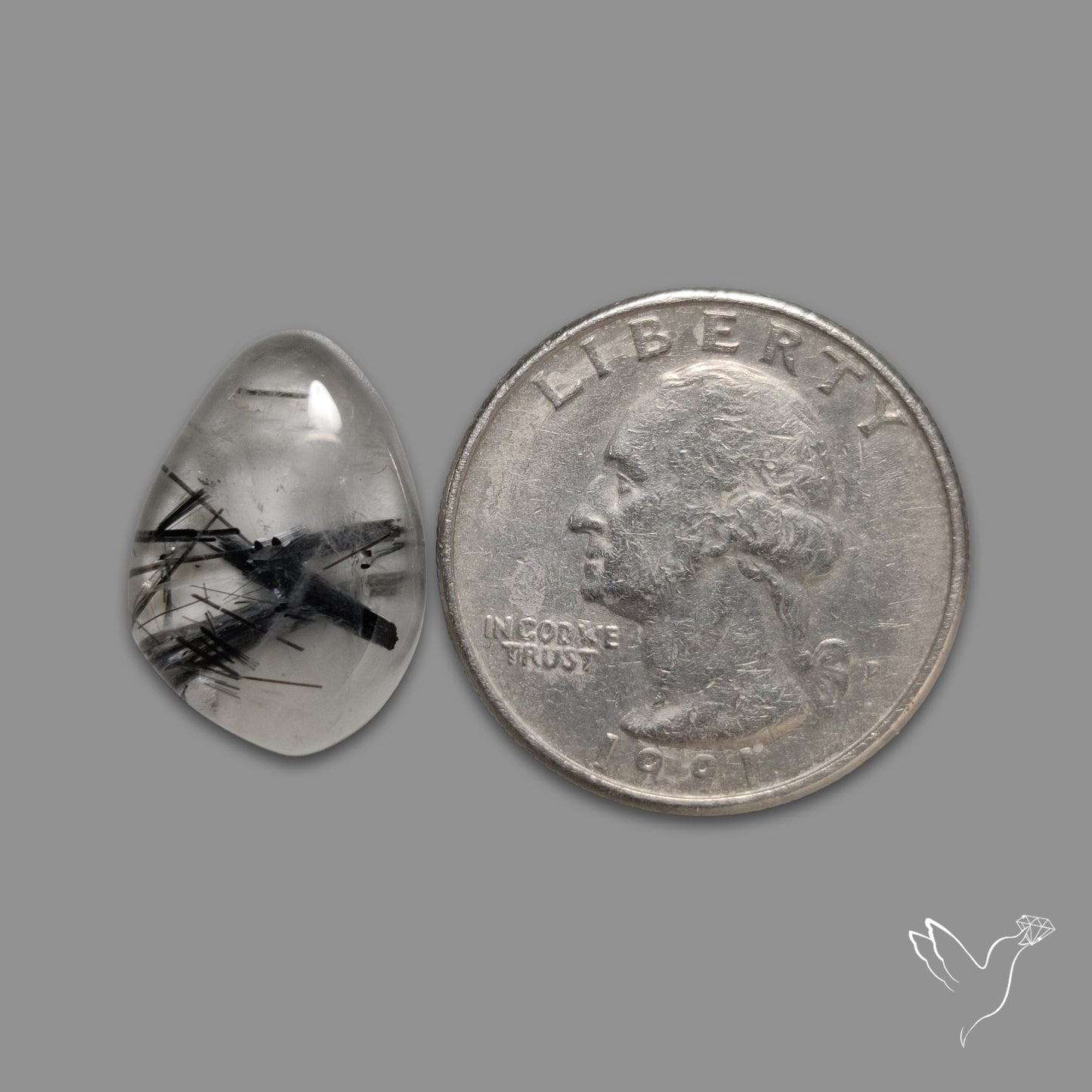 Black Tourmalinated Quartz Cabochon