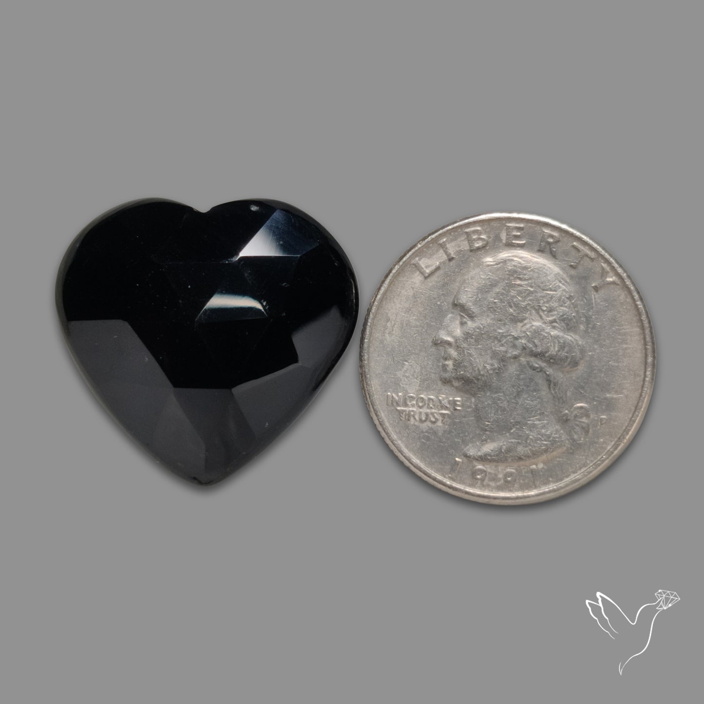 Rose Cut Black Onyx Heart