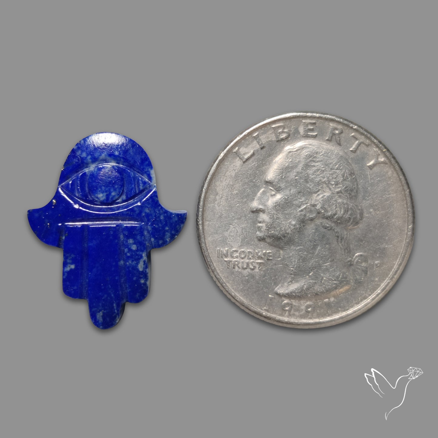 Lapis Lazuli Evil Eye Carved Hamsa Hand