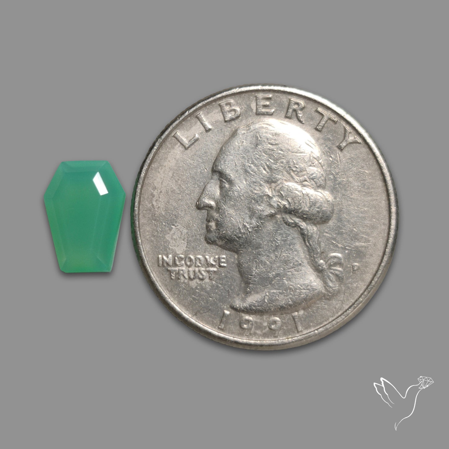 Step Cut Gemmy Chrysoprase Coffin Carving
