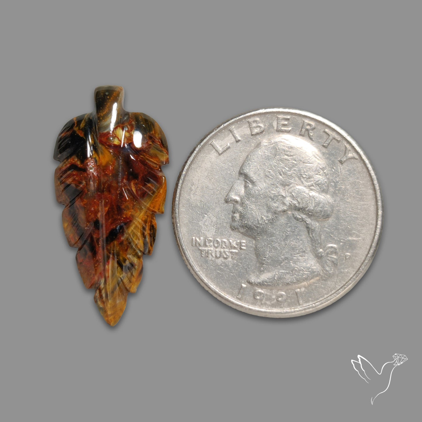 Golden Pietersite Leaf Carving