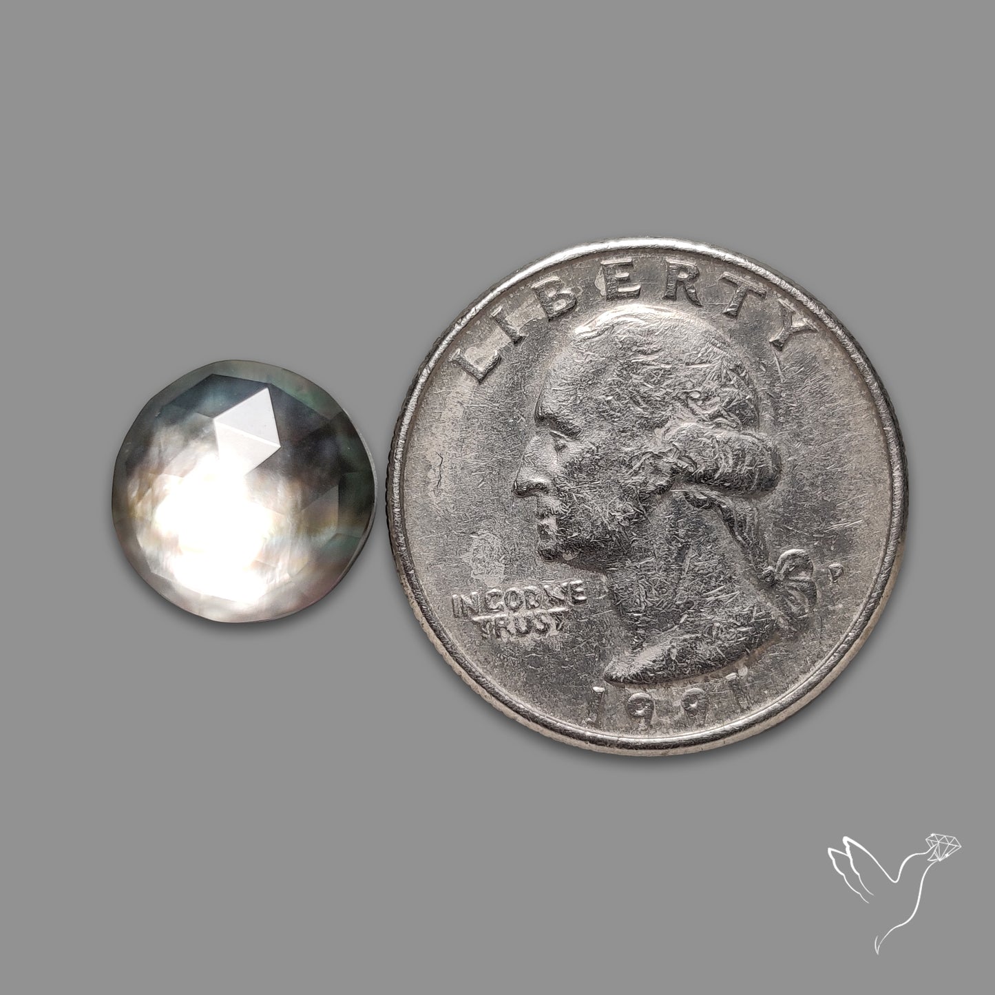 Rose Cut Himalayan Quartz With Black Mother Of Pearl Doublet