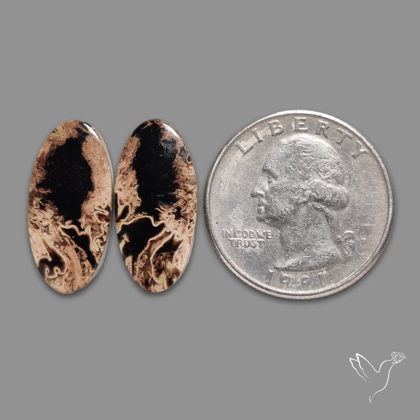 Indonesian Palmroot Agate Pair