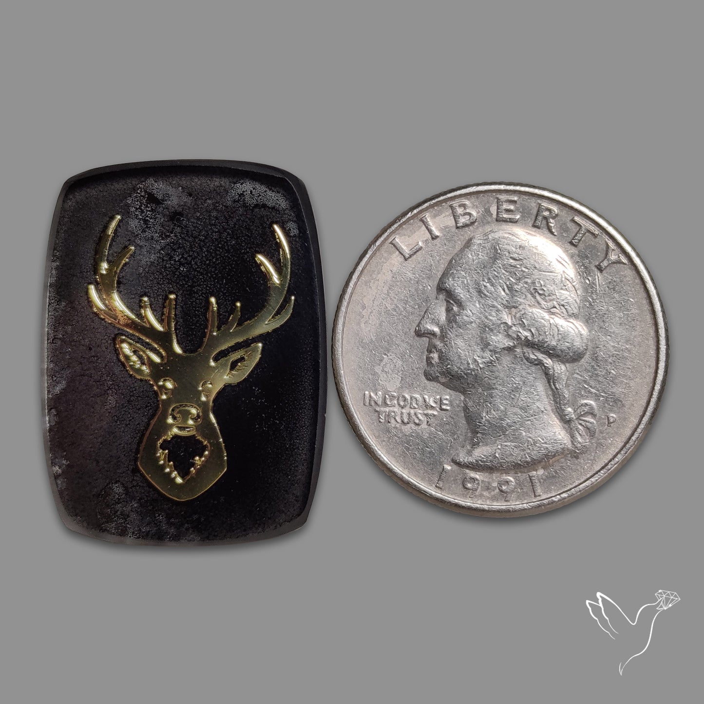Gilded Reindeer inlay in Black Onyx